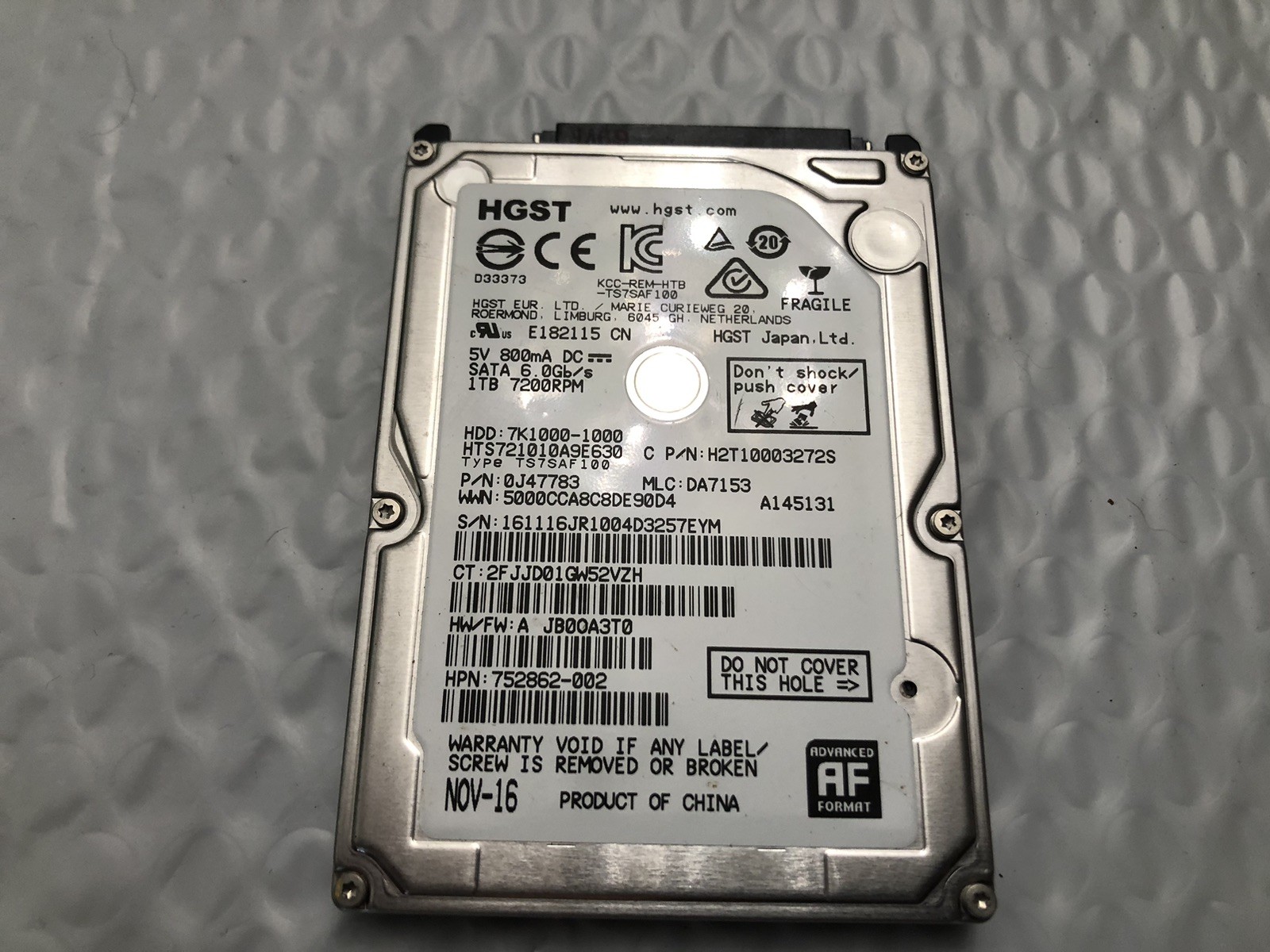 Set of 3: HGST HARD DRIVE 7K1000 1TB, 5K1000 1TB, Z5K500 500GB For Laptop SATA