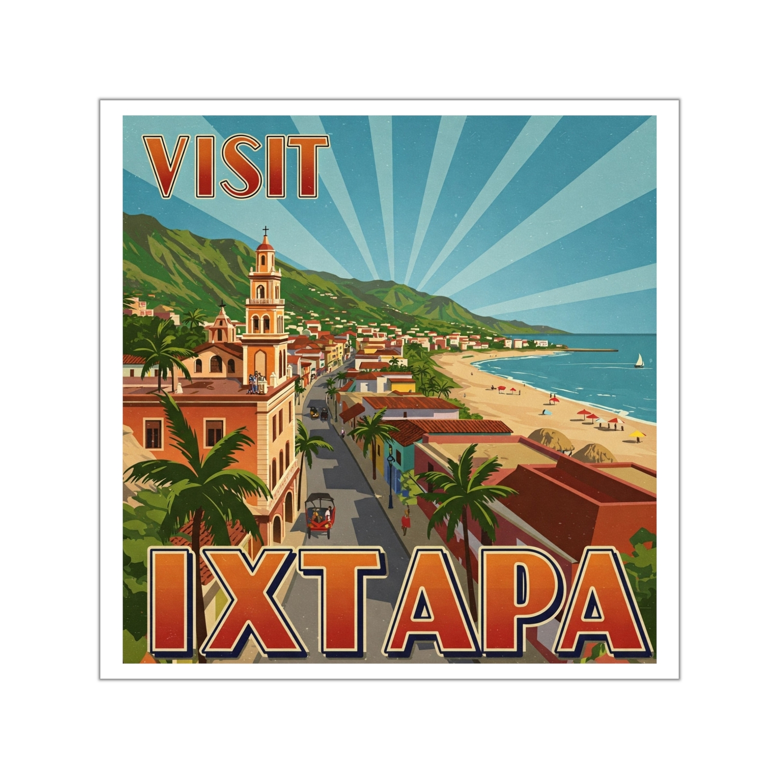 Ixtapa Mexico, Vinyl Stickers, Retro Style, Travel Decals, Laptop Decor