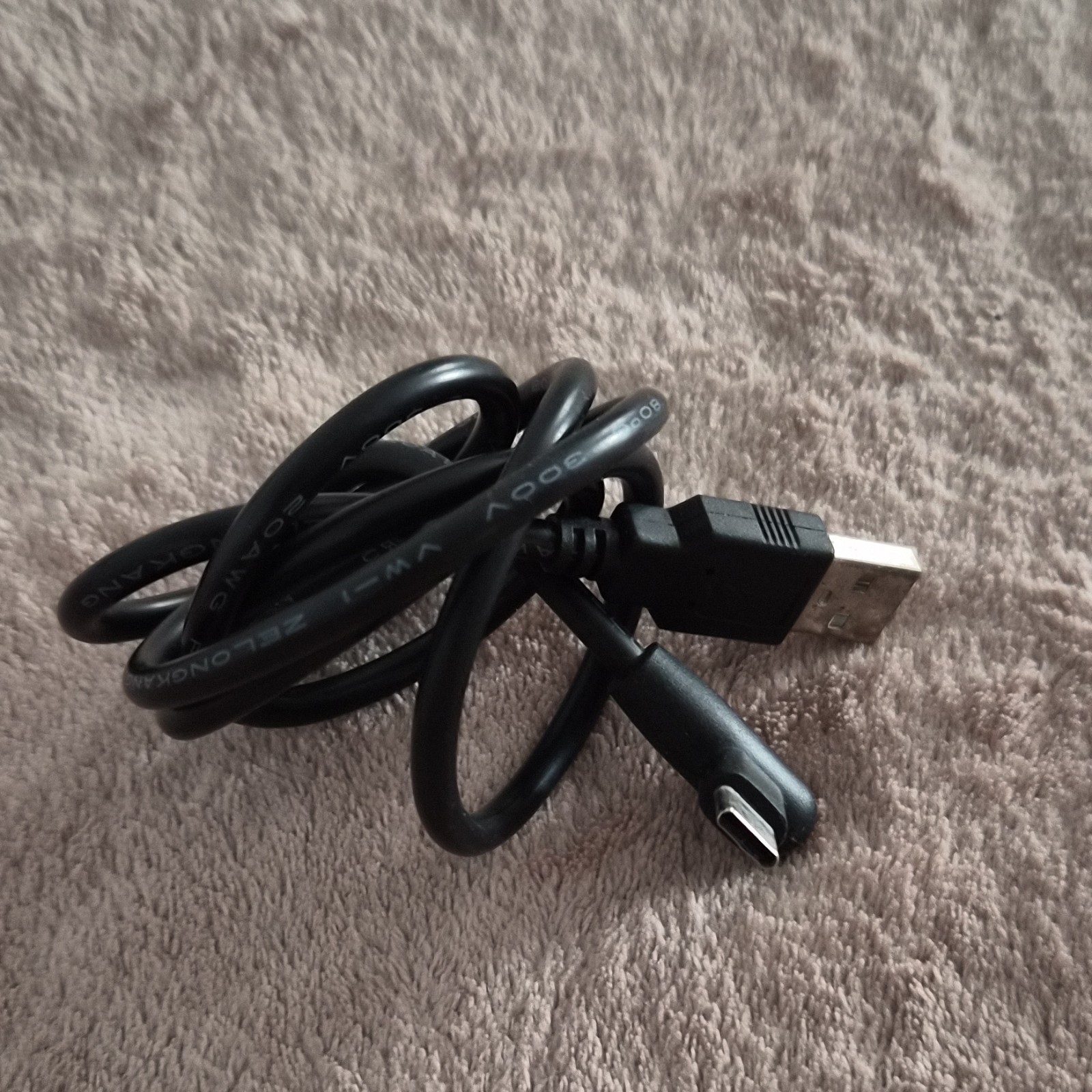 Black USB Type A Male to Type C Male Portable Cable Less Than 10ft