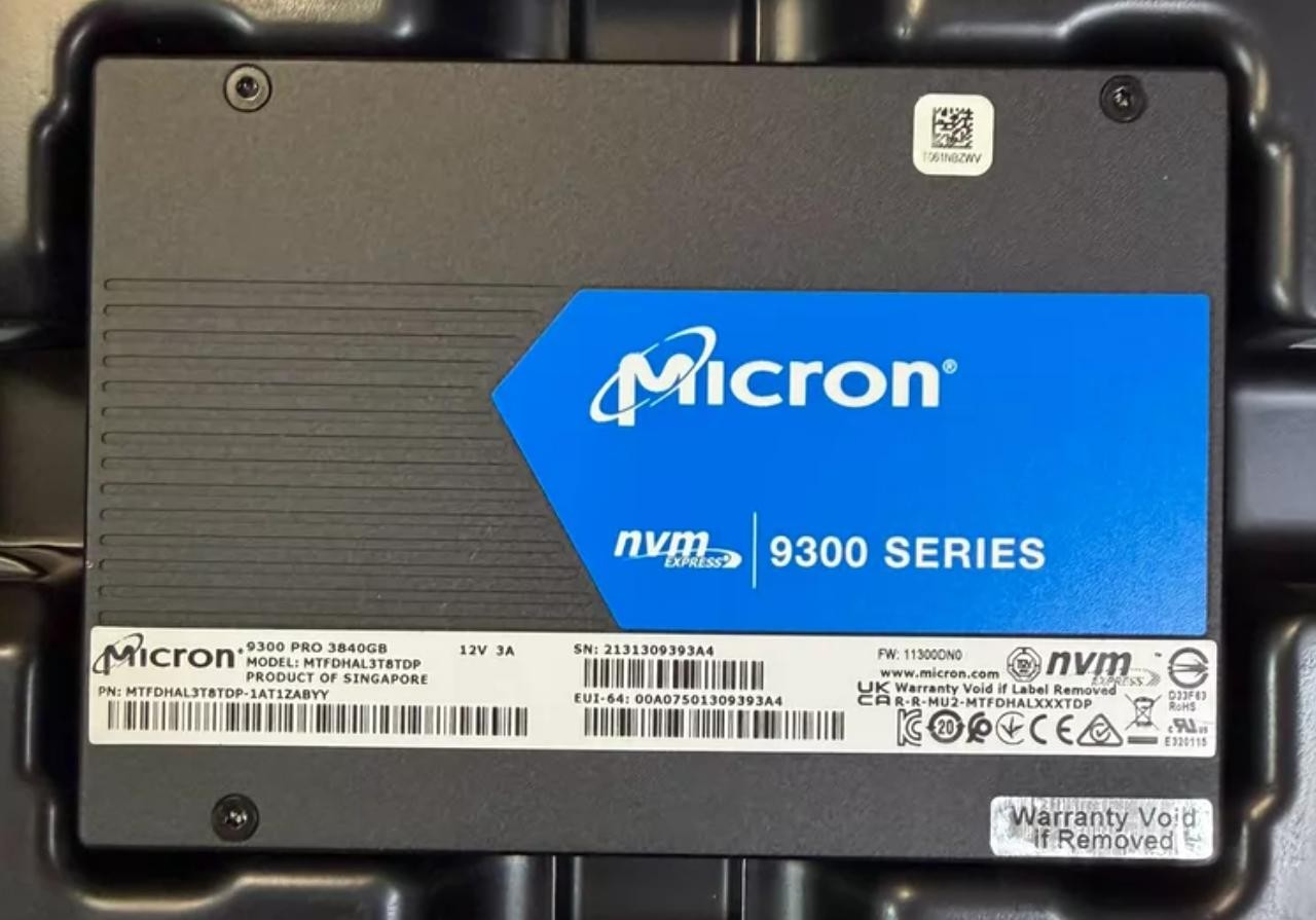Micron 9300 PRO 3.84TB SSD 2.5″ U.2 PCIe 3.0×4 NVMe MTFDHAL3T8TDP-1AT1ZABYY