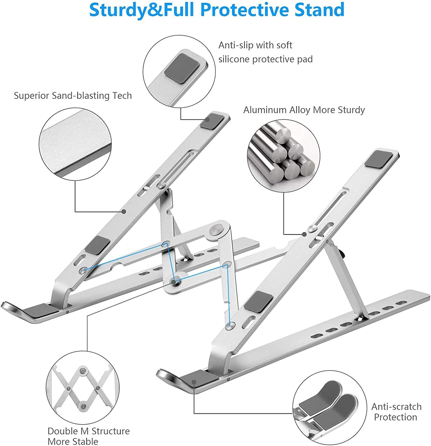 Laptop Stand for Desk, Ergonomic Design Adjustable Aluminum Foldable Portable Co