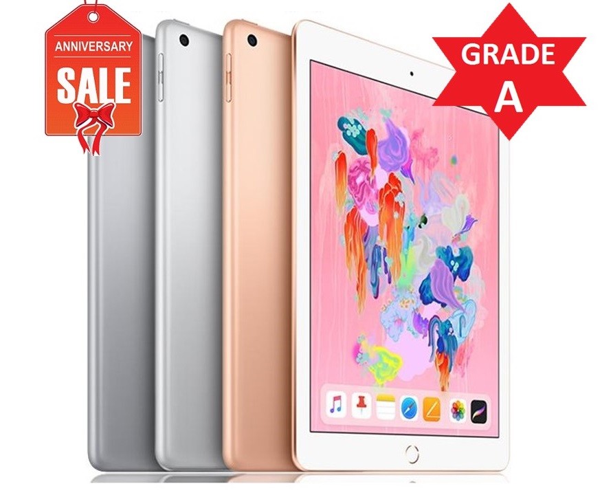 Apple iPad 6th 2018, 32GB 128GB, Wi-Fi 9.7″ GRAY SILVER GOLD – Very Good