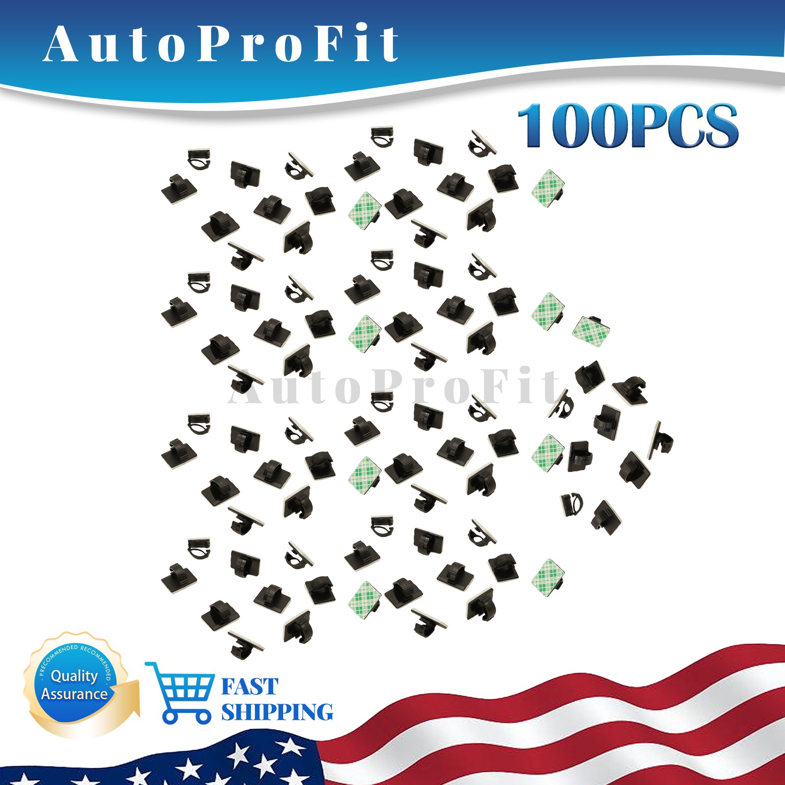 NEW 100PCS Self-Adhesive Cable Clips Cord Wire Holder Management Organizer Clamp