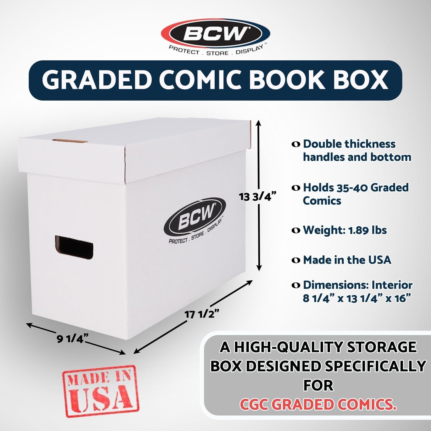 5 BCW Graded Comic Book Cardboard Storage Boxes Hold 35 40 CGC Slab Long Term
