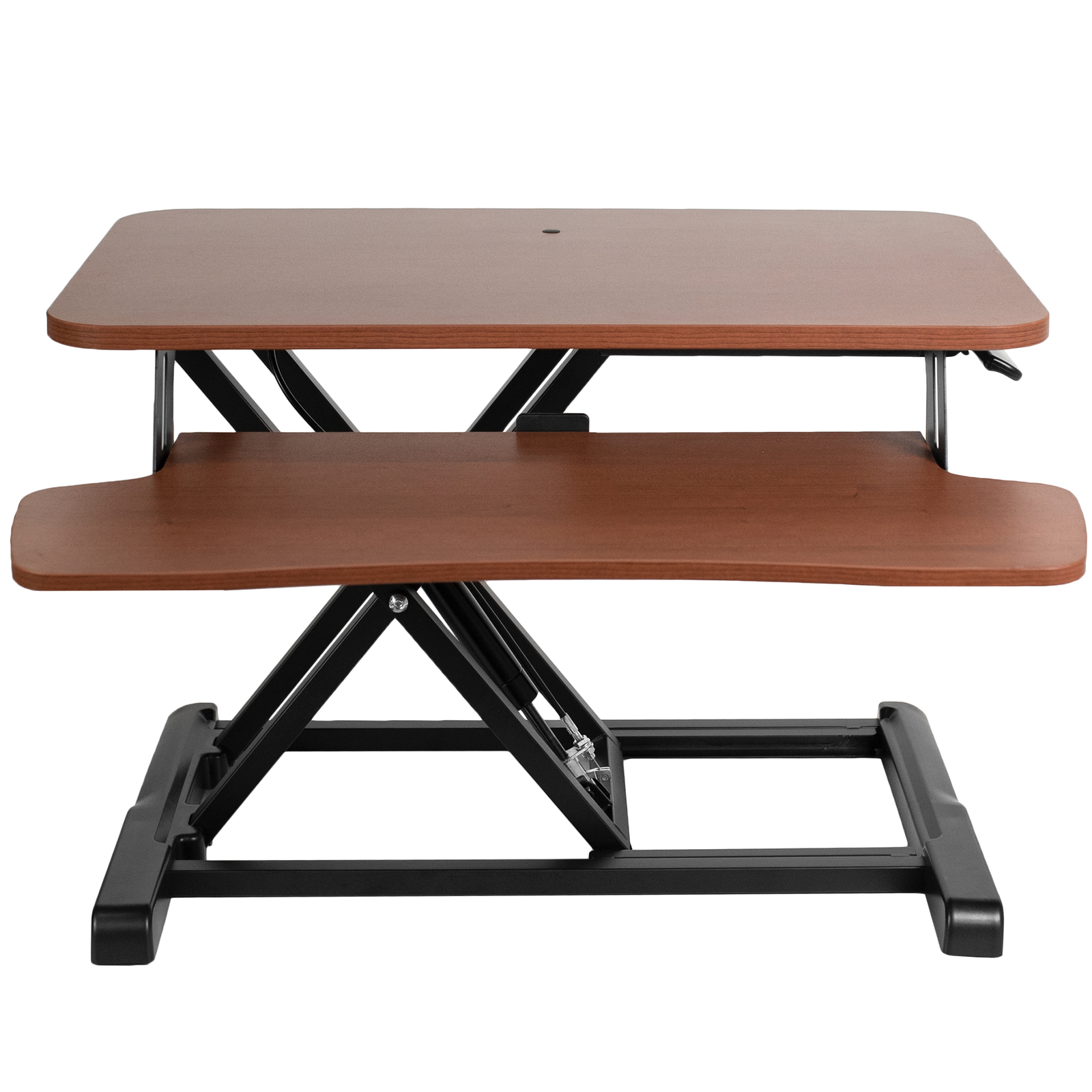 VIVO Dark Walnut 26″ Height Adjustable Standing Desk Monitor Riser, Black Frame
