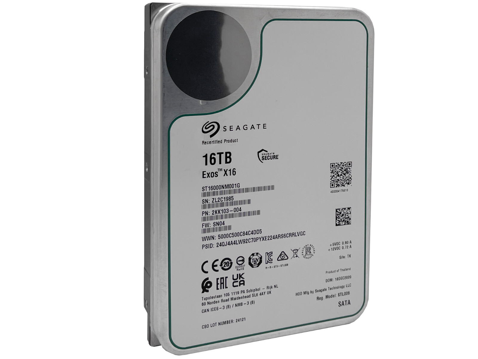 Seagate Exos X16 ST16000NM001G 16TB 512E SATA 6Gb/s 3.5″ Enterprise Hard Drive