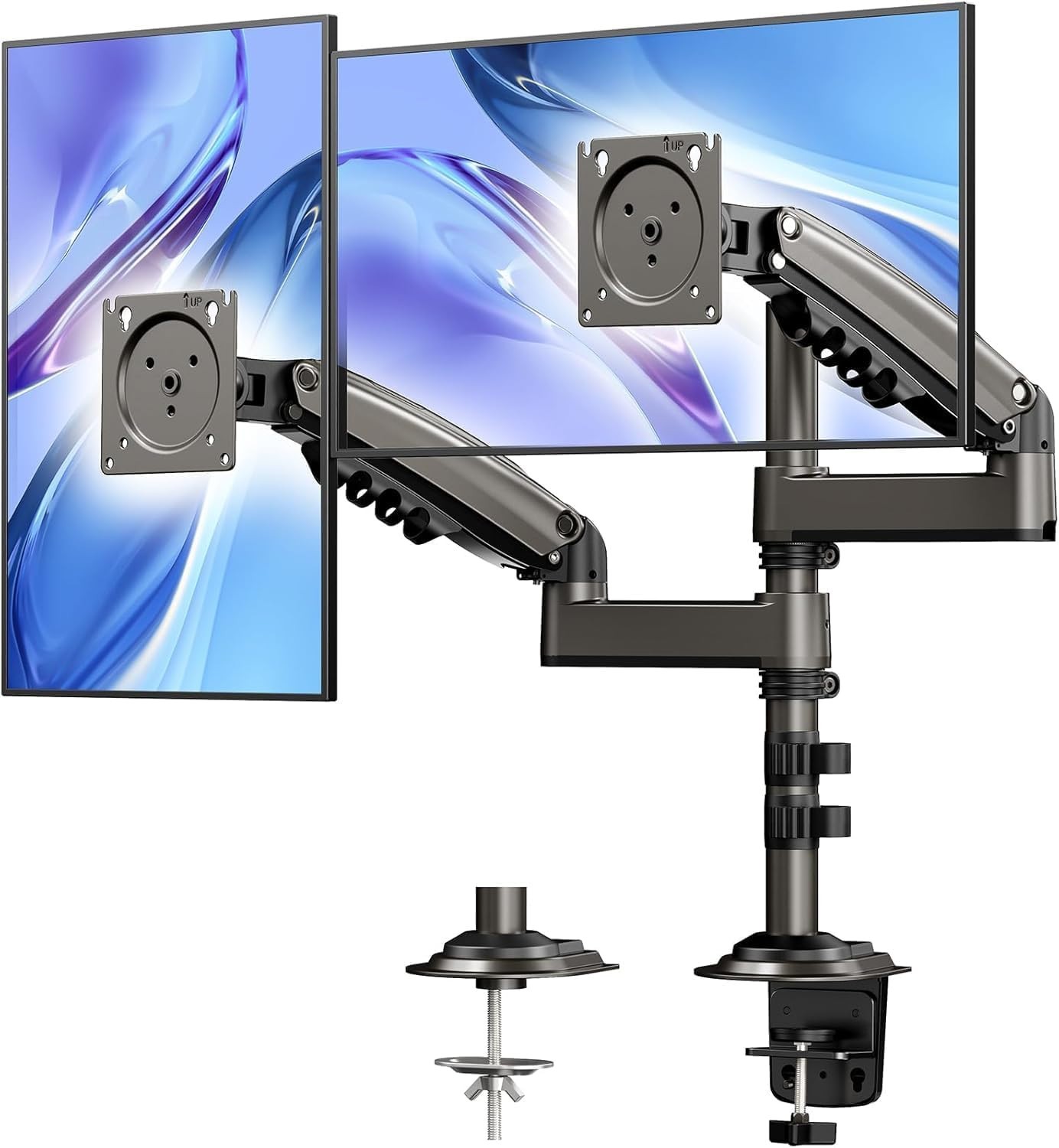 HUANUO 17-32 Inch Dual Monitor Stand Vertical Dual Monitor Mount NEW