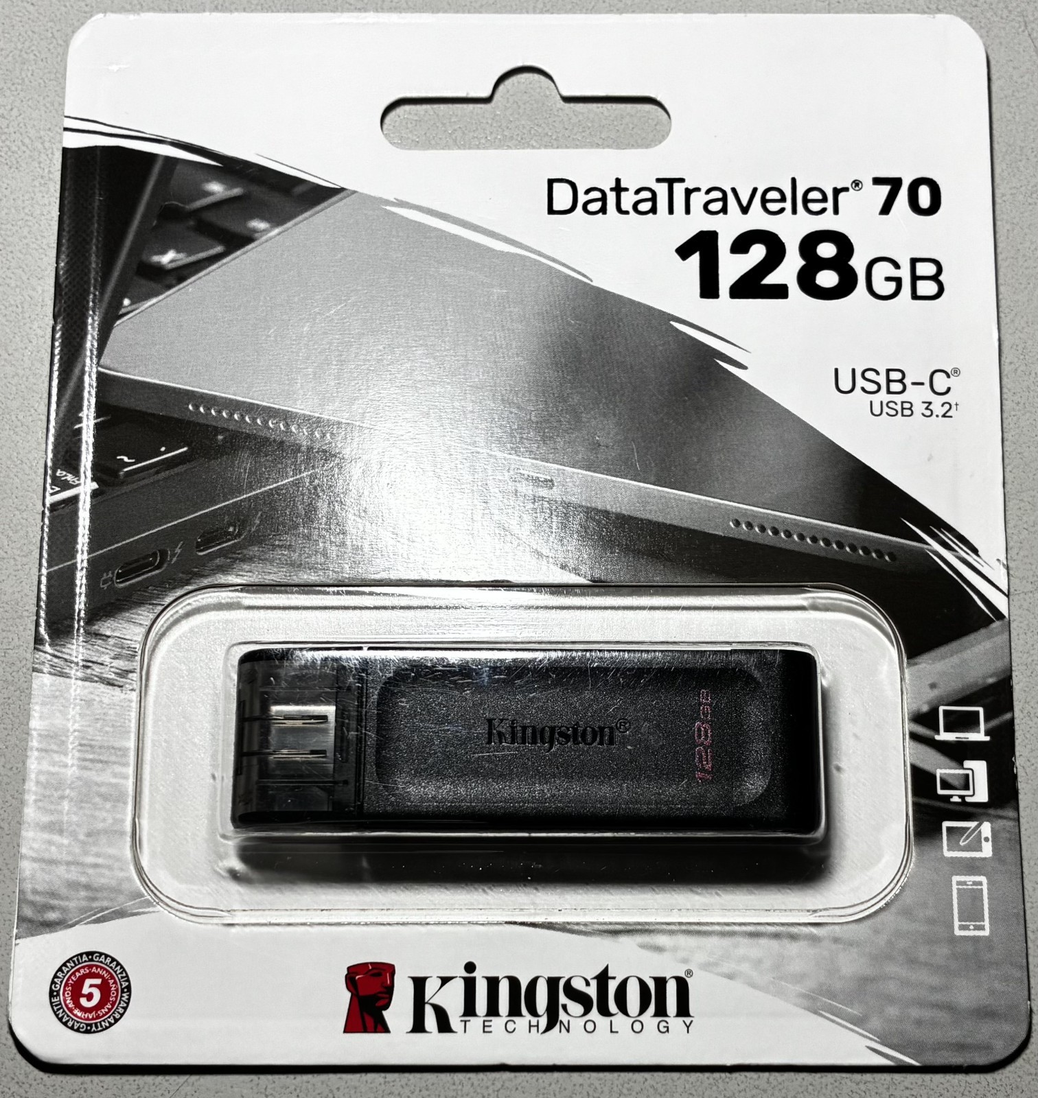Kingston 128GB USB-C Flash Drive, DataTraveler DT70/128GB, new sealed