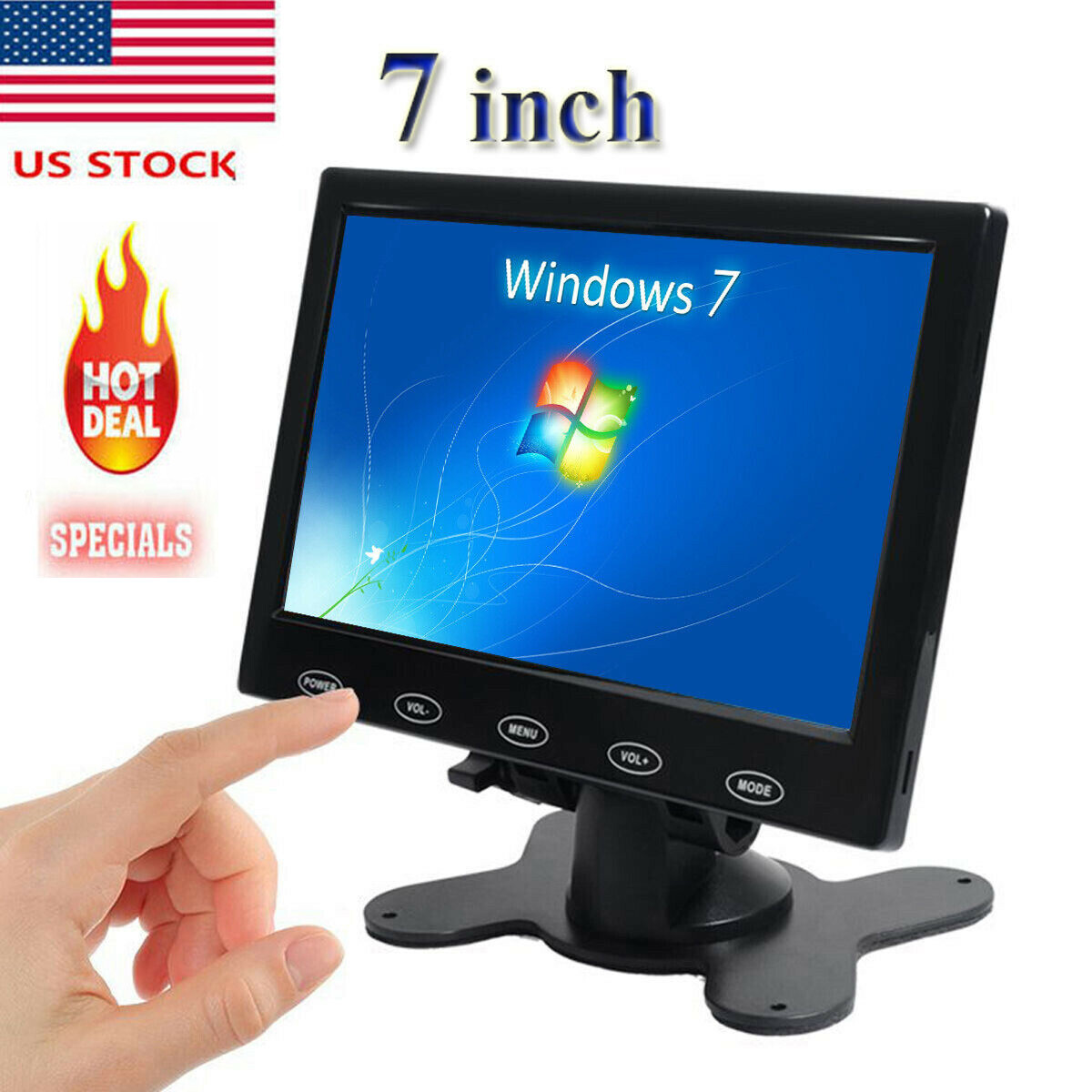 7” Ultra Thin TFT LCD Color PC Monitor Audio Video HDMI VGA Input w/ Speaker-US