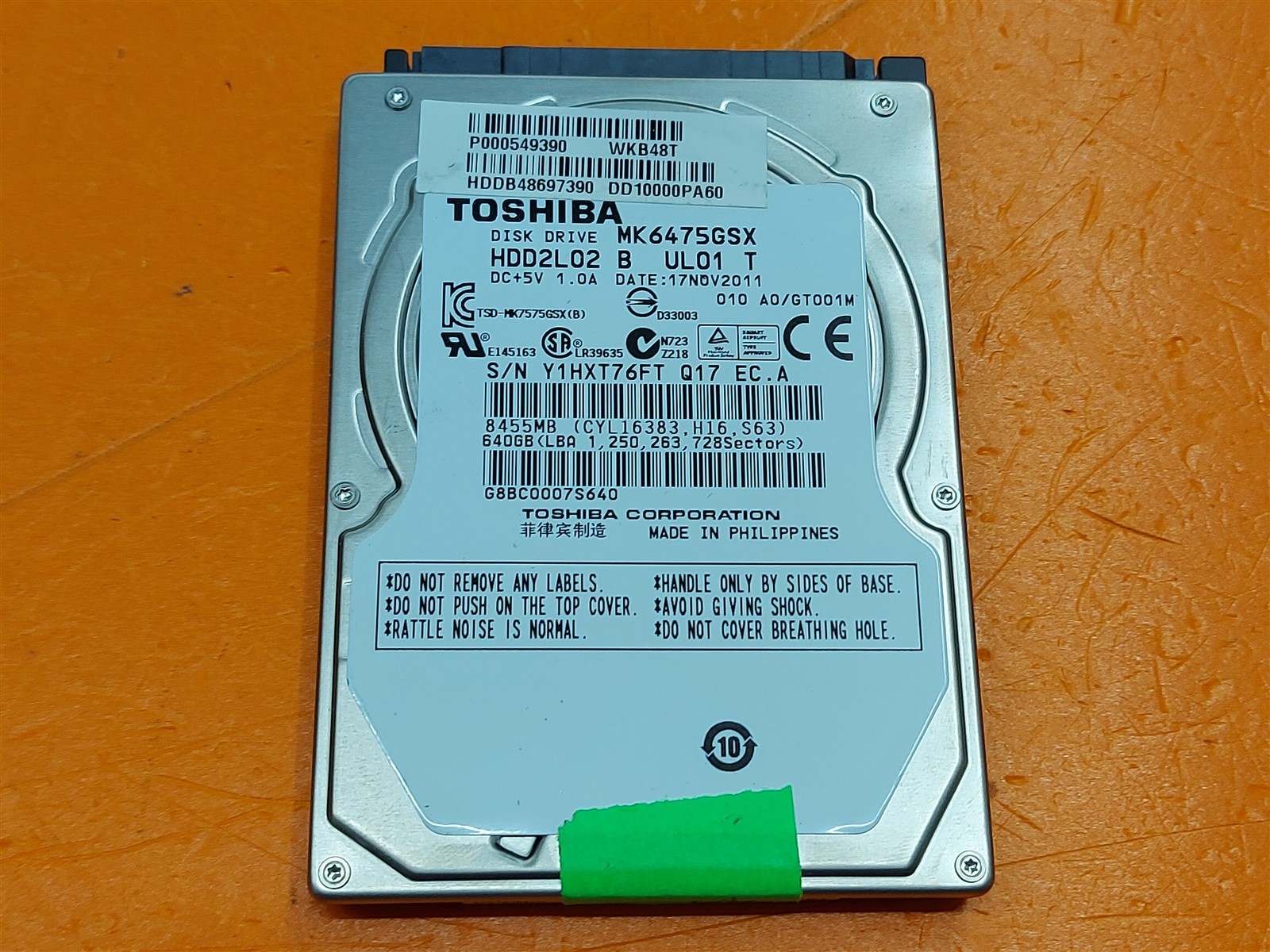 ⭐️⭐️⭐️⭐️⭐️ HDD Hard Drive SATA Laptop 2.5″ Toshiba MK6475GSX 640GB