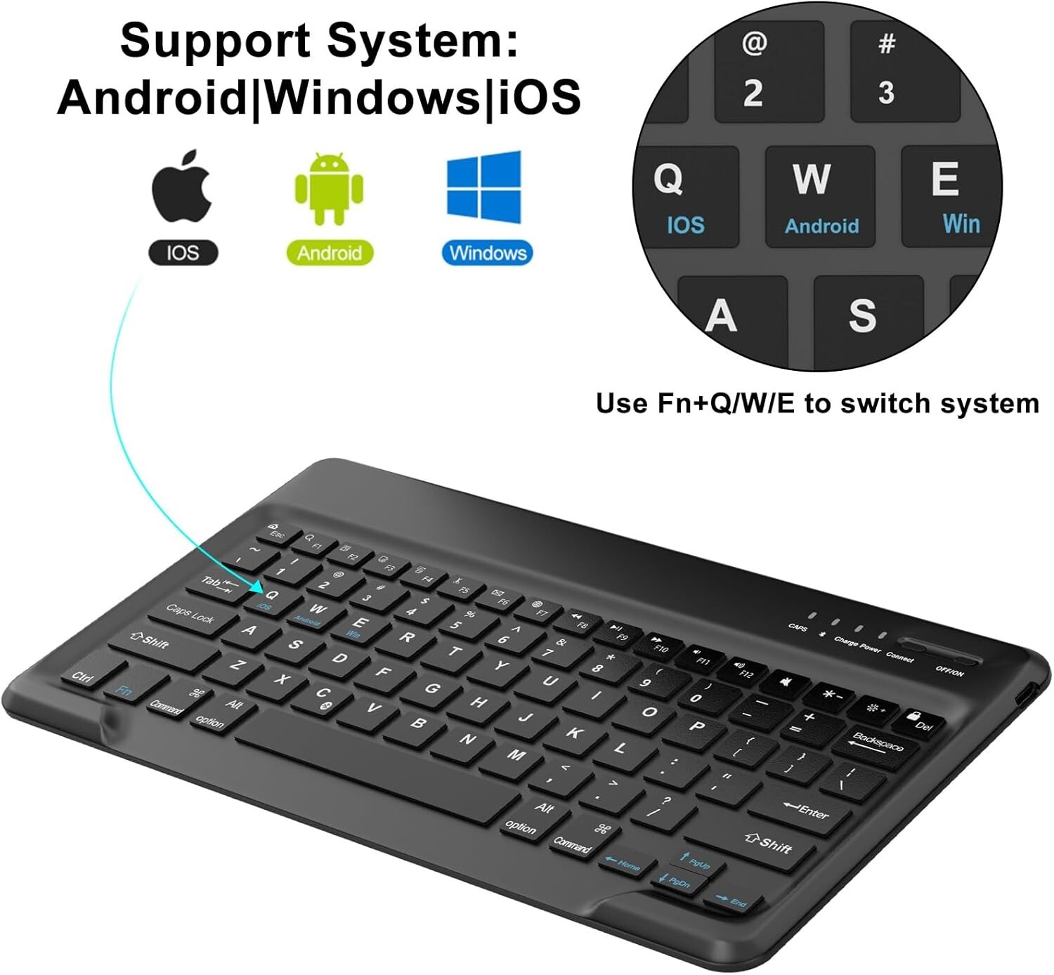 Slim Mini Wireless Keyboard Bluetooth – PC Laptop Mac iOS iPhone Tablet Android