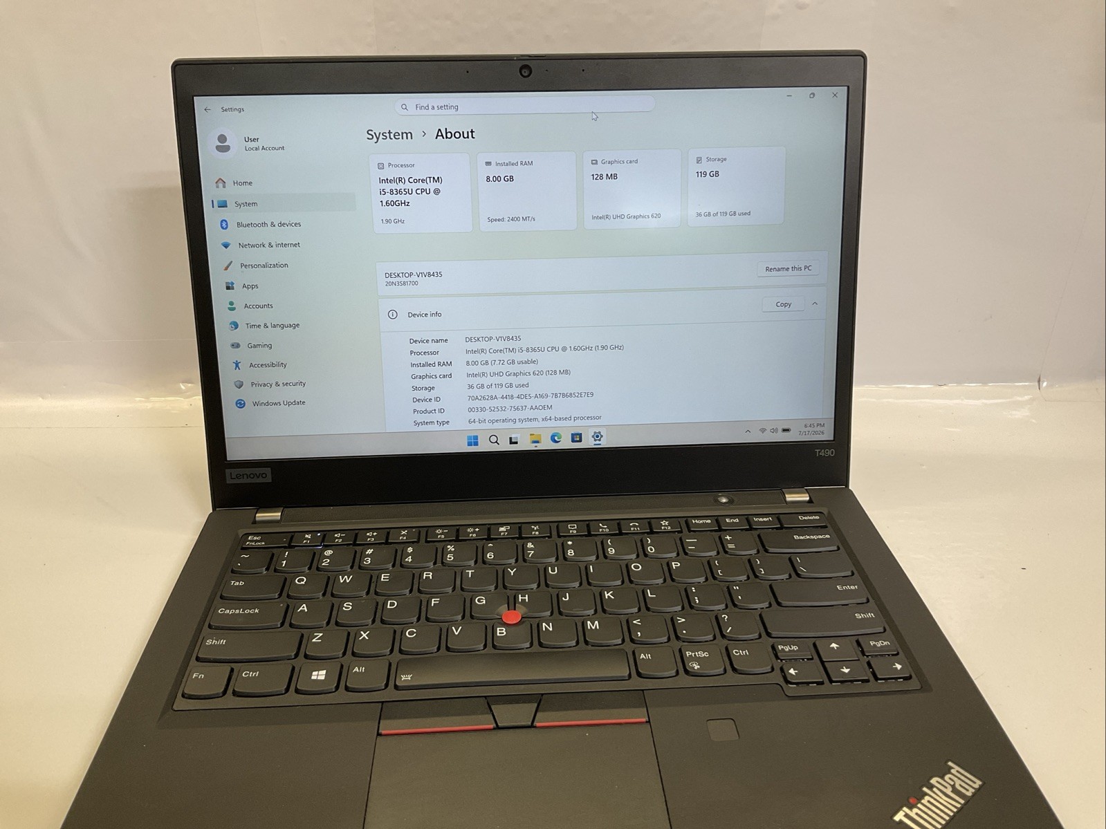 ThinkPad T490 Laptop Notebook 14″ FHD 128GB SSD W11 Pro