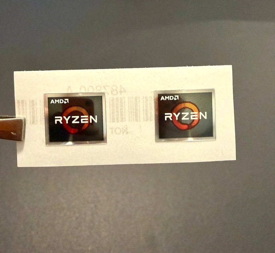 2 x AMD RYZEN Sticker Label Decal 14mm x 12mm, SMALL SIZE