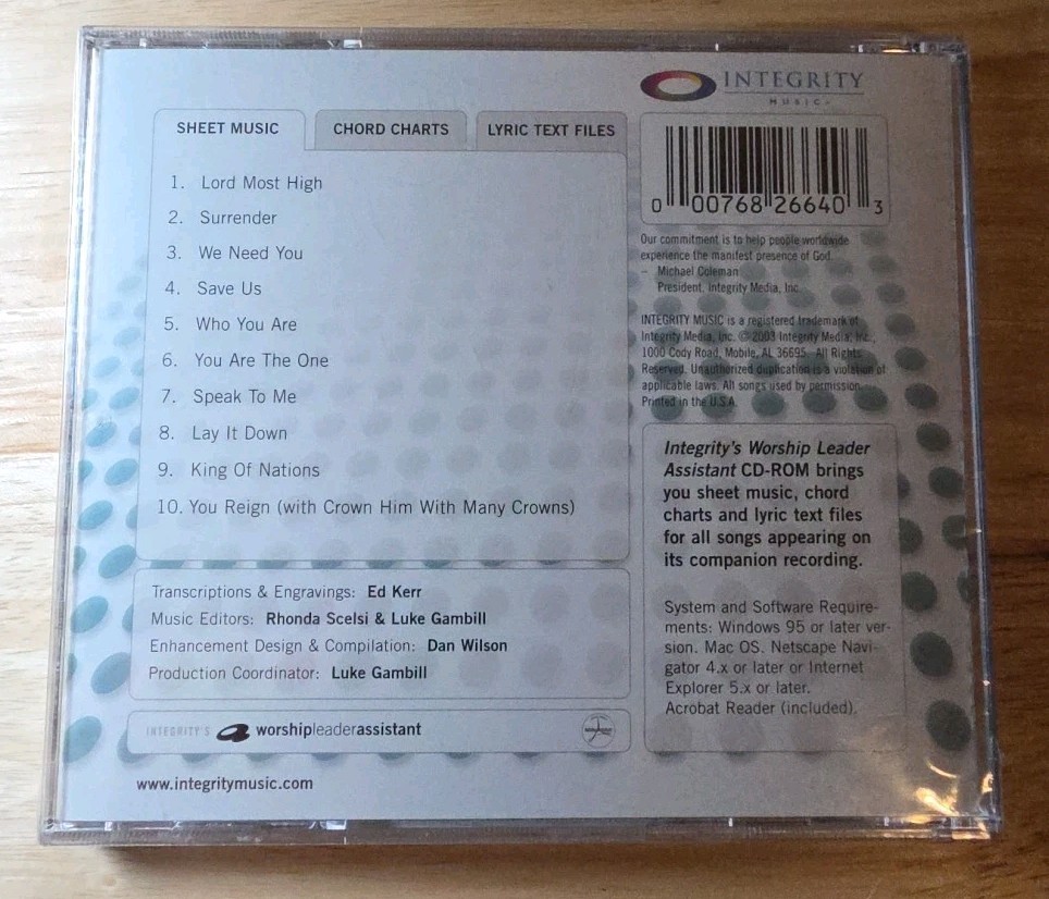 Integrity’s Worship Leader Assistant CD ROM Digital Music Songbook WIN/MAC New