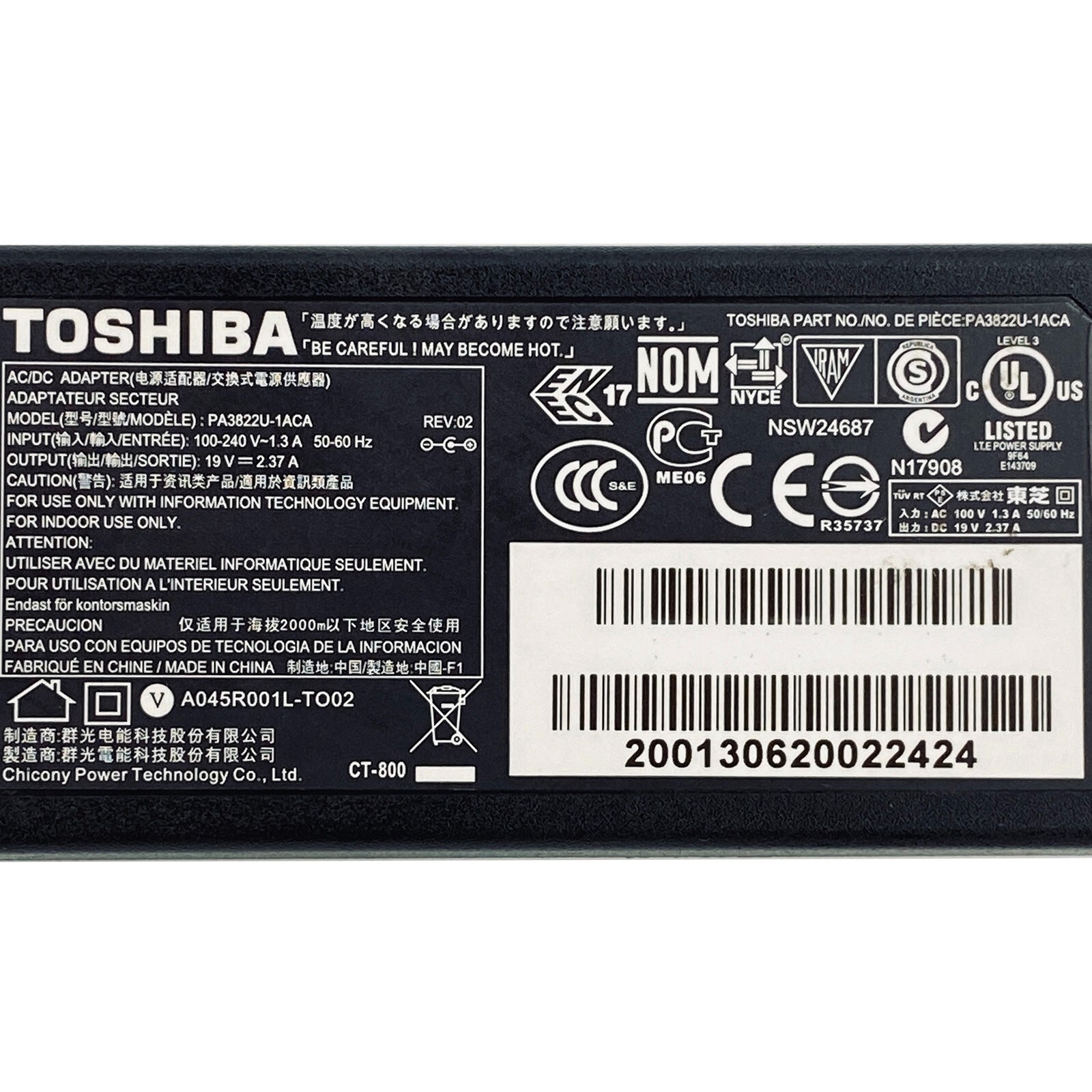 Genuine Toshiba AC Power Adapter Charger for Satellite P50 P50t P55 P55t Laptop