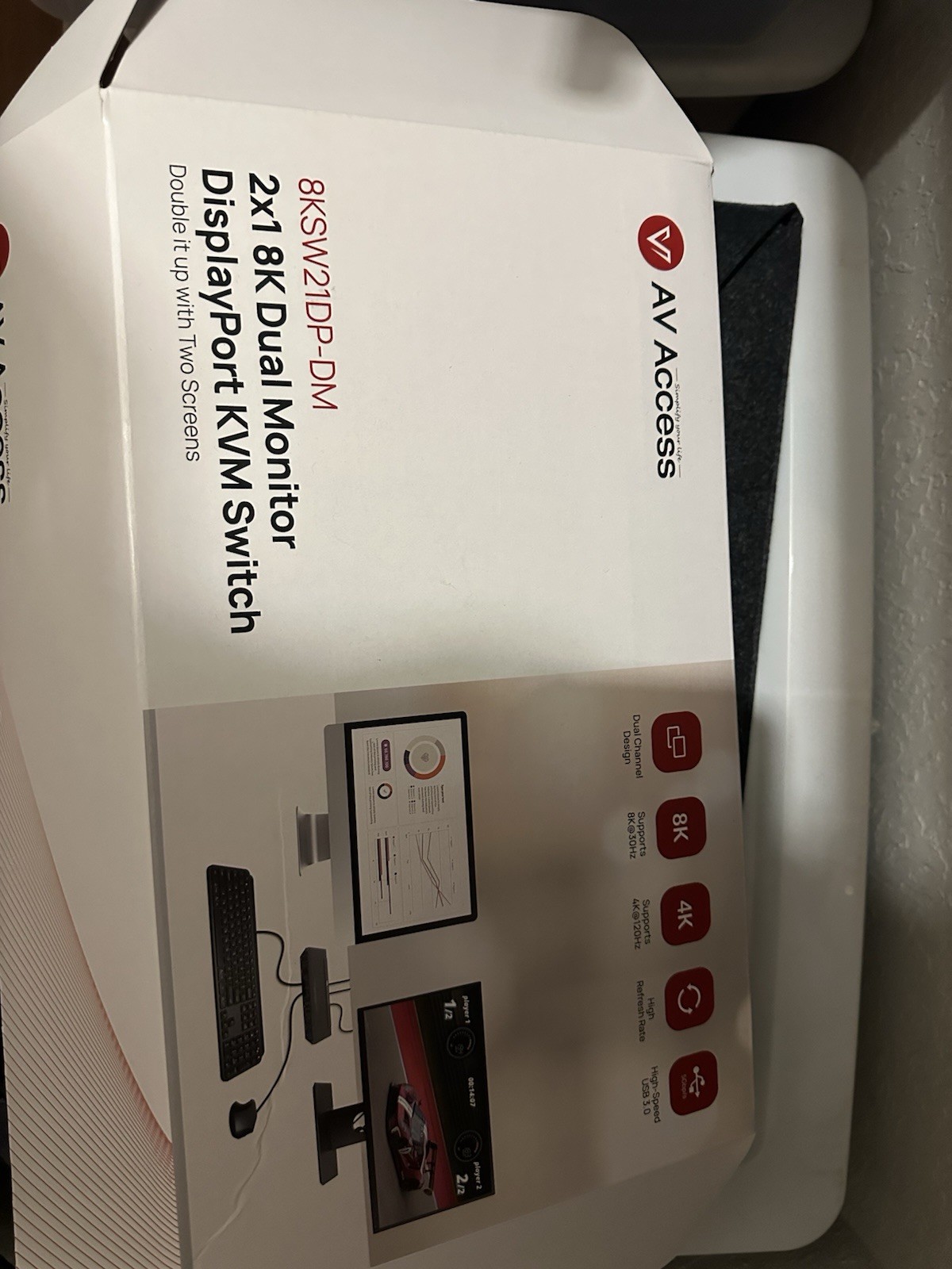 AV Access 8KSW21DP-DM 2×1 Dual Monitor DisplayPort KVM Switch 8K USB 3.0