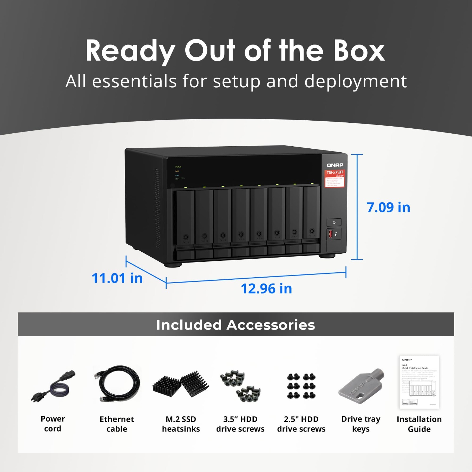 QNAP TS-873A-8G-US 8 Bay Ryzen Desktop NAS 2 x 2.5GbE & PCIe Gen3 (Diskless)