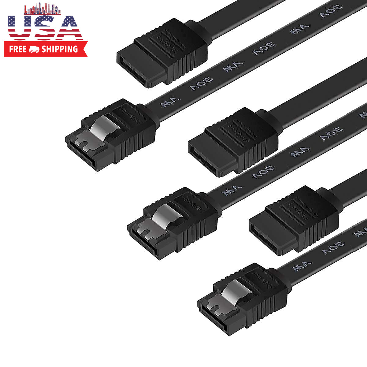 SATA Cable III, 3 Pack SATA Cable III 6Gbps Straight HDD SDD Data Cable with Loc