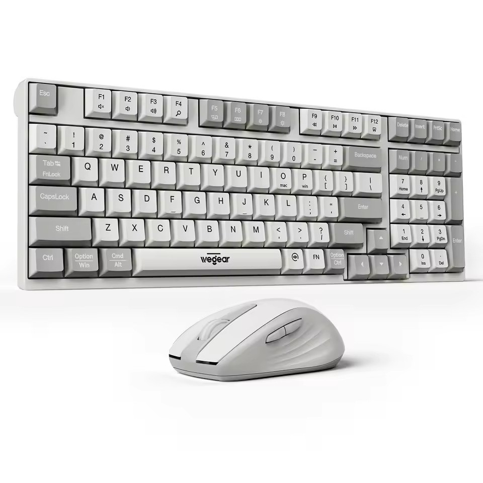 Wireless Keyboard Mouse Combo 98 Keys Full Size 2.4G Silent Mouse for PC Laptop