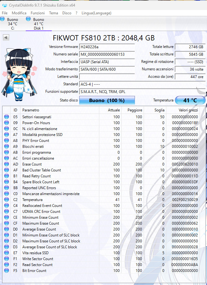 Fikwot 2.5 SATA SSD 2TB FS810 tested working almost new