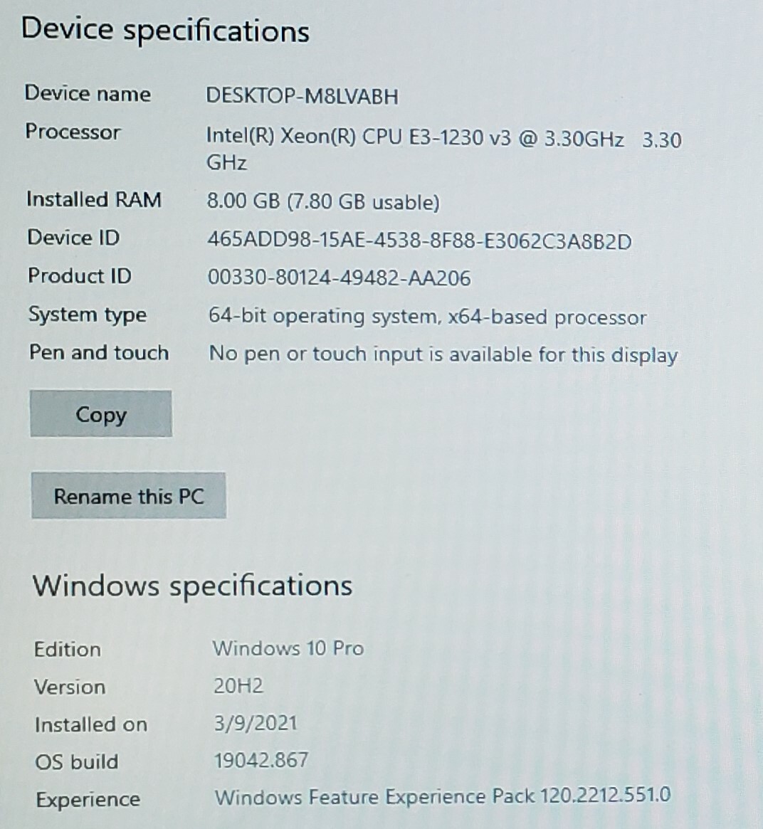 HP Z230 Workstation Intel Xeon E3-1230 v3 3.30GHz 8GB RAM 500GB HDD, Nvidia Card