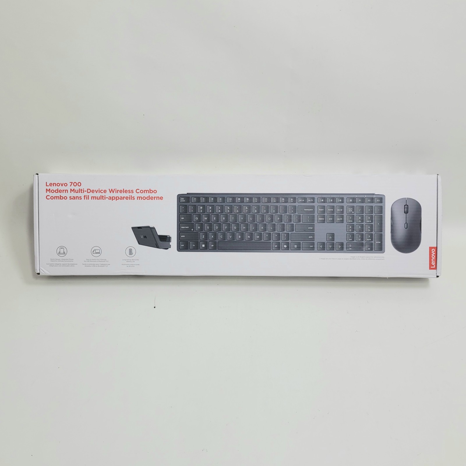 Lenovo 700 Modern Wireless Keyboard Mouse Combo Bluetooth Luna Grey