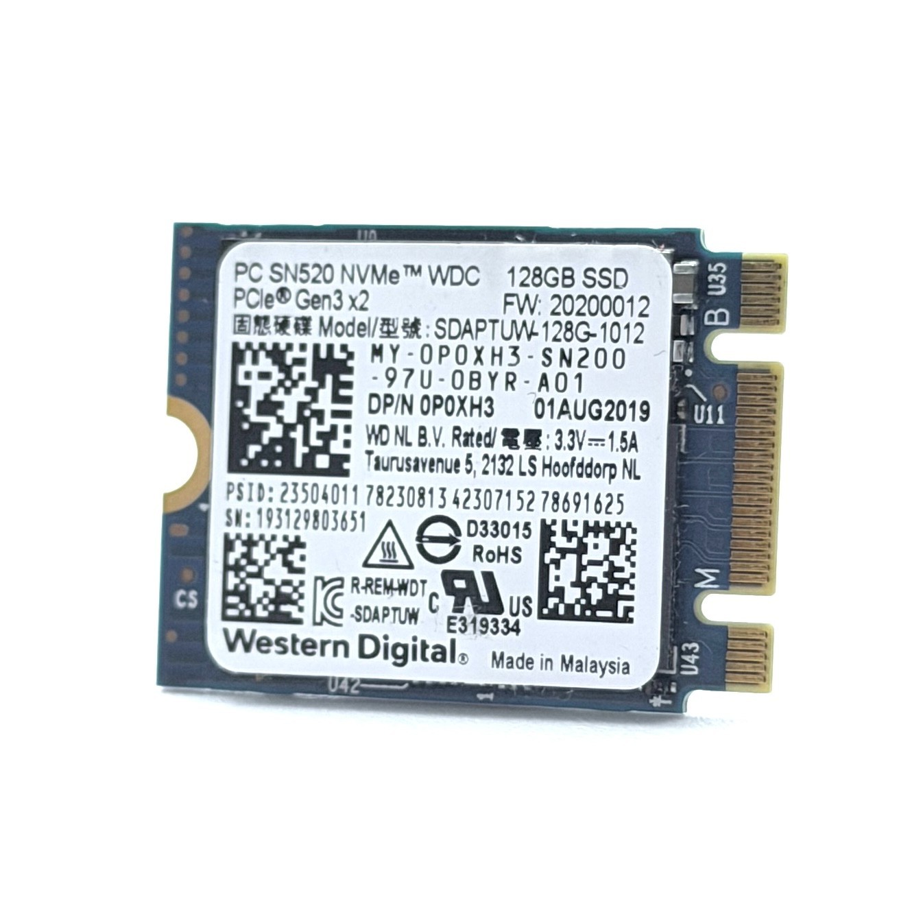 M.2 NVMe SSD 2230 two Notches B+M Key 128GB 256GB 512GB | Very Good health
