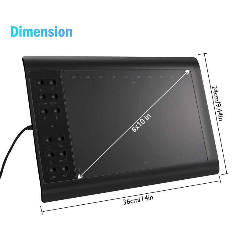 Digital Graphic Drawing Tablet with Screen Pen Display 10×6 inches Kids Gifts