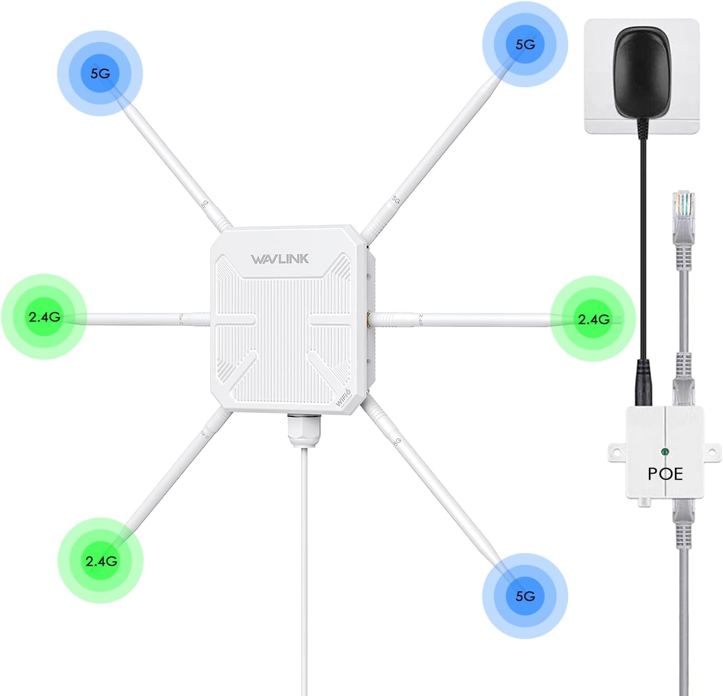 AX3000 WiFi 6 Mesh Extender Outdoor Weatherproof Signal Booster 6x 7dBi Antennas