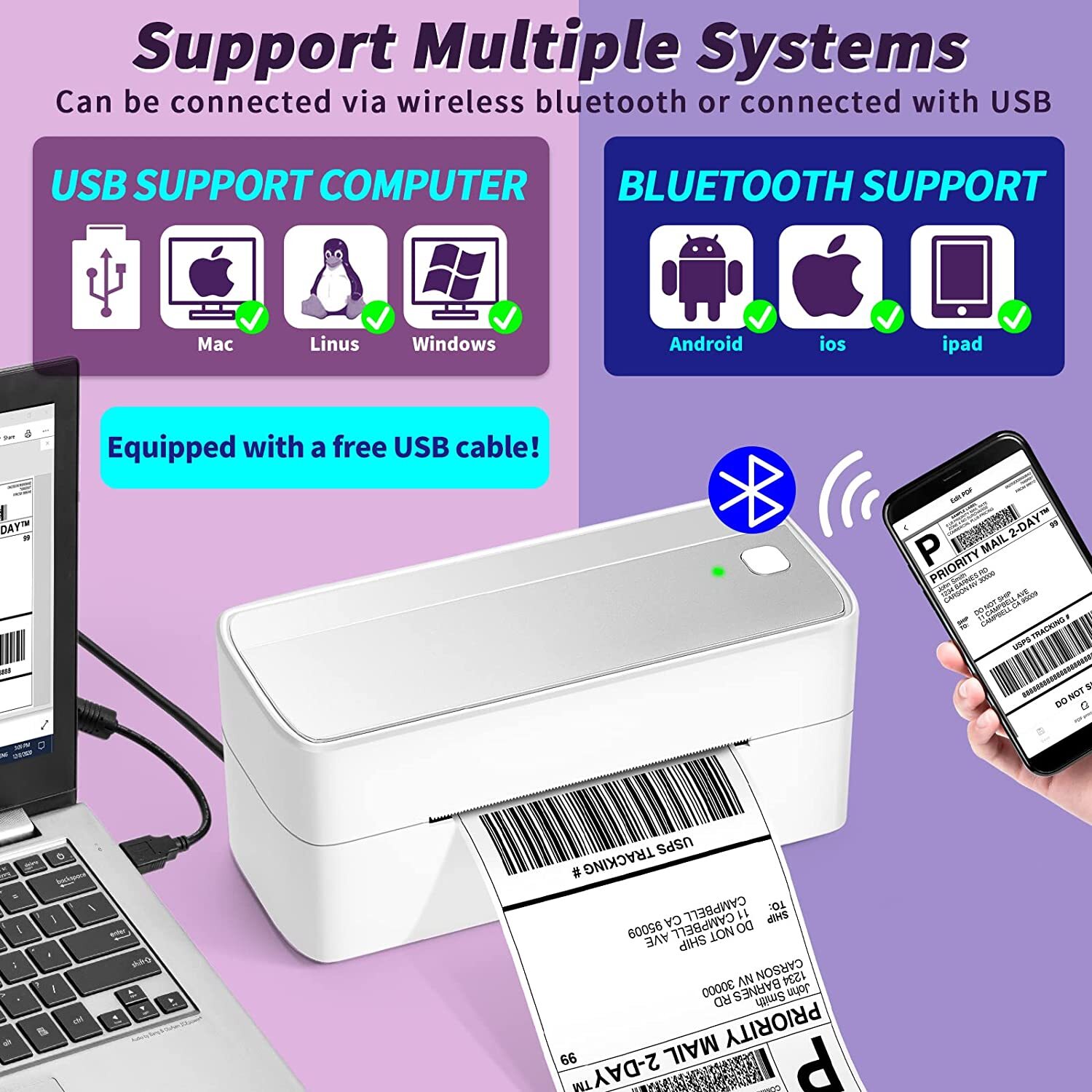 Bluetooth Thermal Shipping Label Printer for Shipping Packages Label Maker Lot