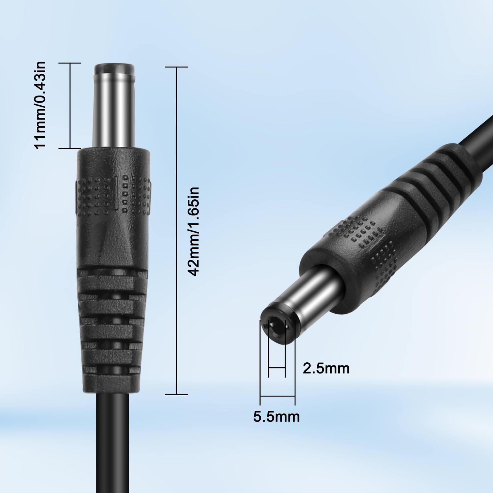 5Pack DC 5.5Mm X 2.5Mm Male Plug to Bare Wire Open End Power Wire Supply 5521 Pi