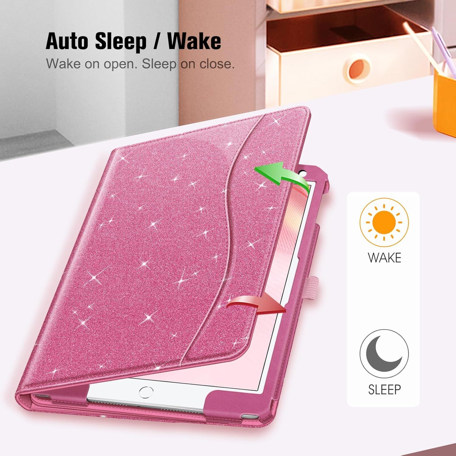 For iPad 9th Gen 2021 Multi-Angle Case Stand Cover with Pocket & Pencil Holder