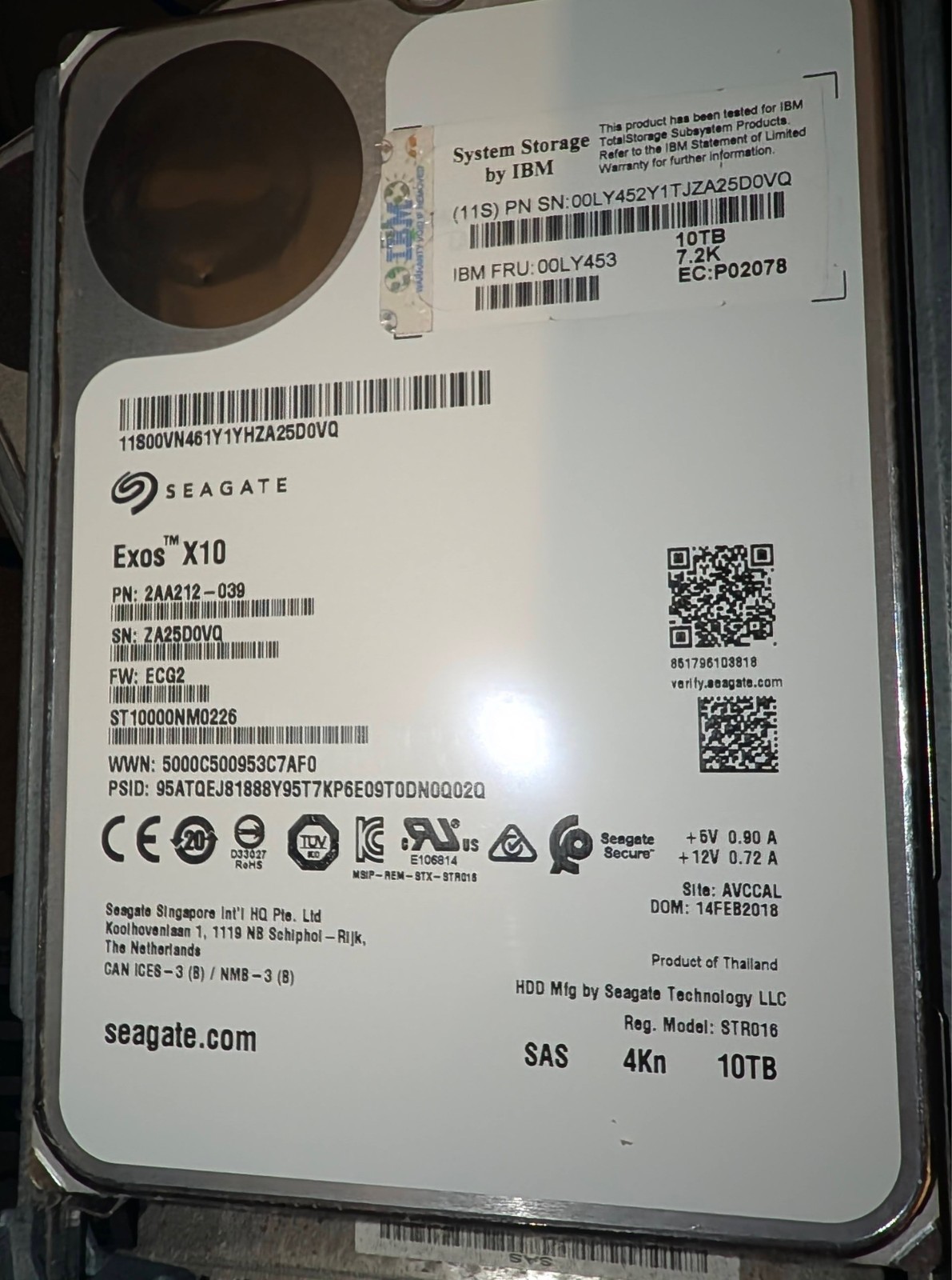ST10000NM0226 SEAGATE EXOS X10 10TB 7.2K 12Gb/s 3.5” 4KN HDD 2AA212-039