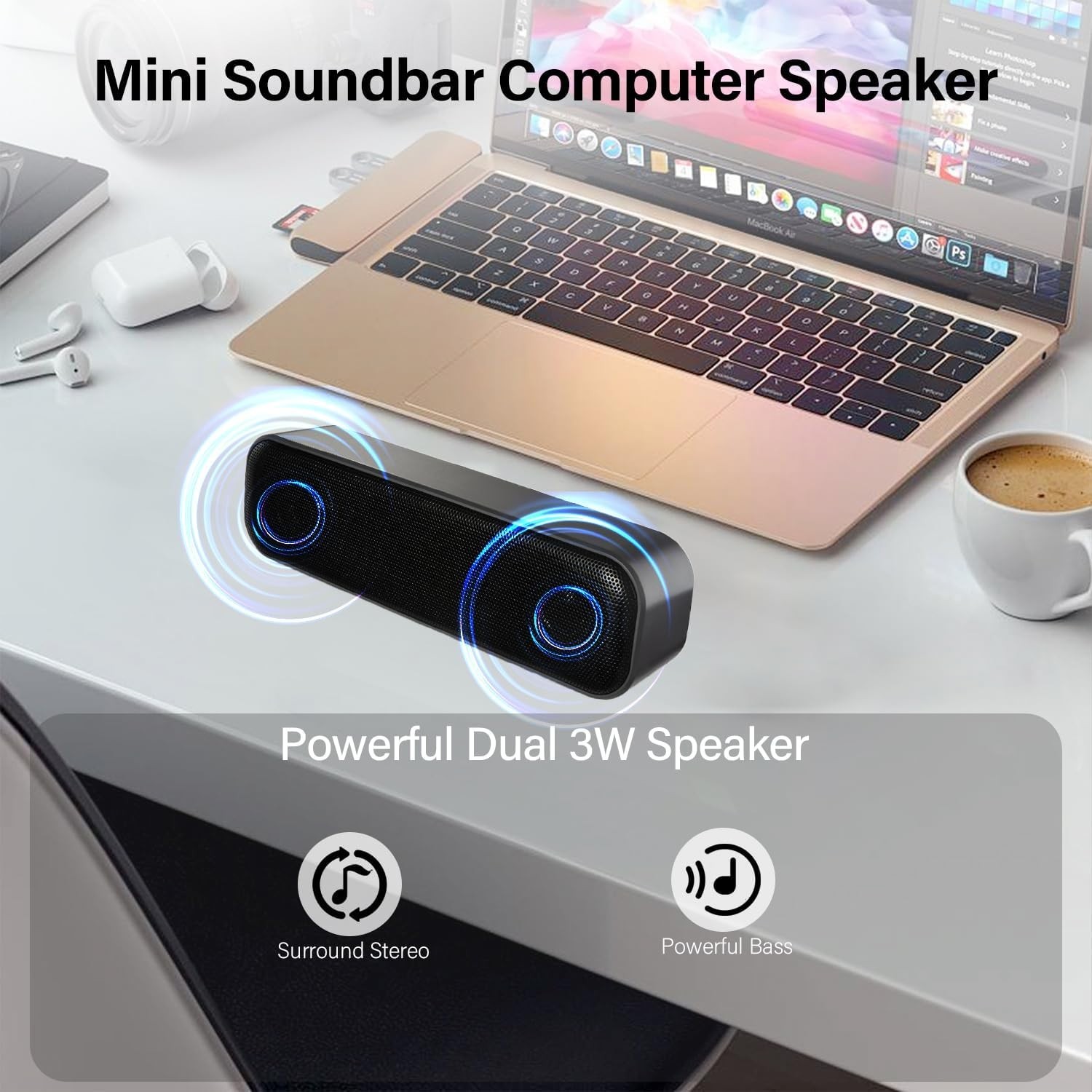 Plug & Play Computer Speaker with Volume Control – High-Quality Mini Sound Bar