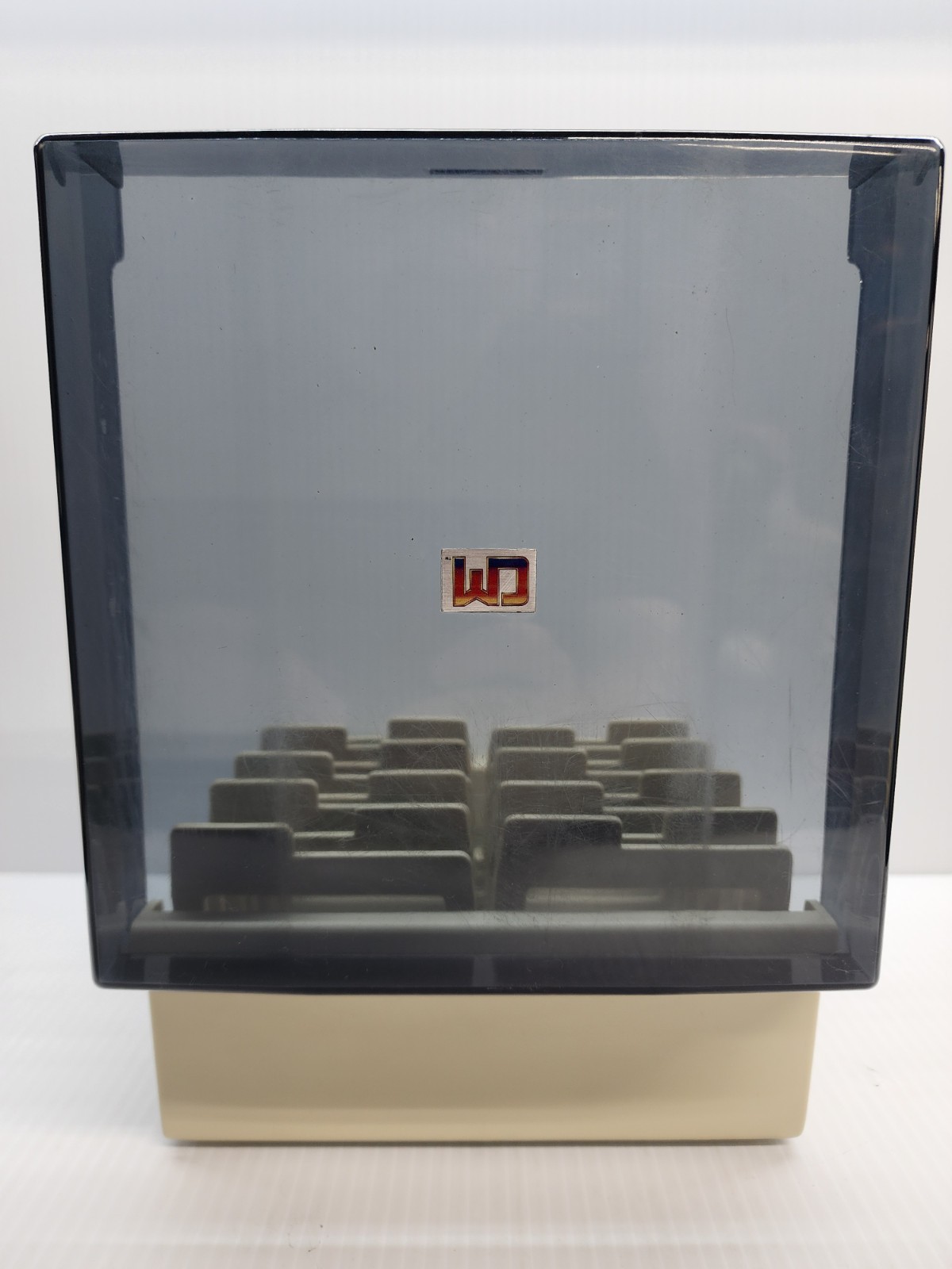 Vintage 3.5″ Floppy Disk Storage Organizer Case Box A.L.S Industries Smoke Lid