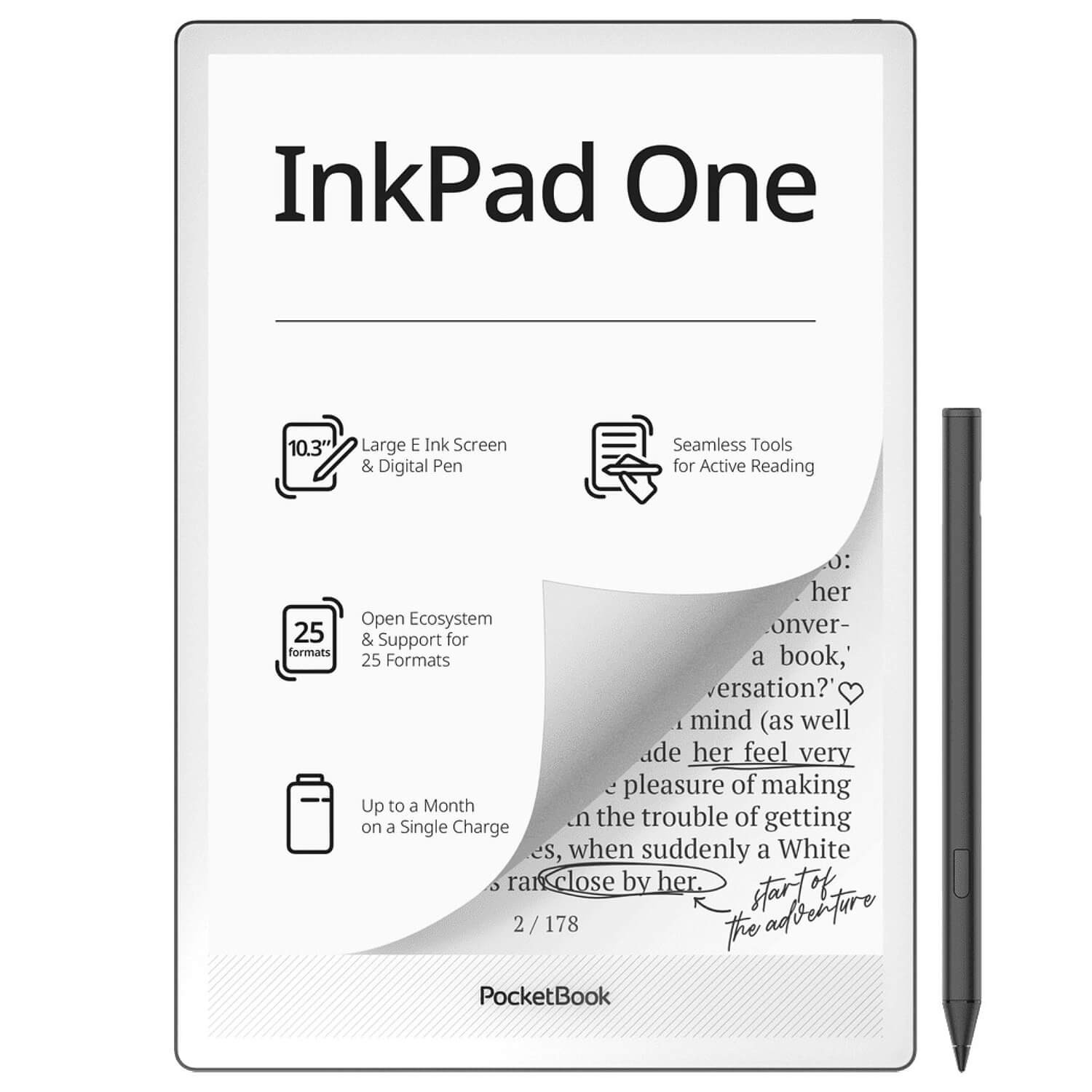 PocketBook 10.3″ InkPad One Matte White 1404 x 1872 1.8 GHz 3700mAh Bluetooth