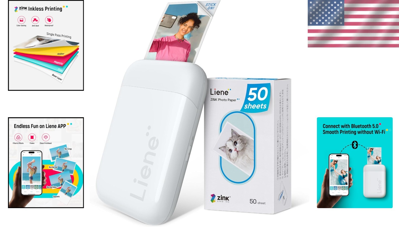 2×3” Wireless Photo Printer for iPhone & Android – 300 DPI, 50 Adhesive Sheets