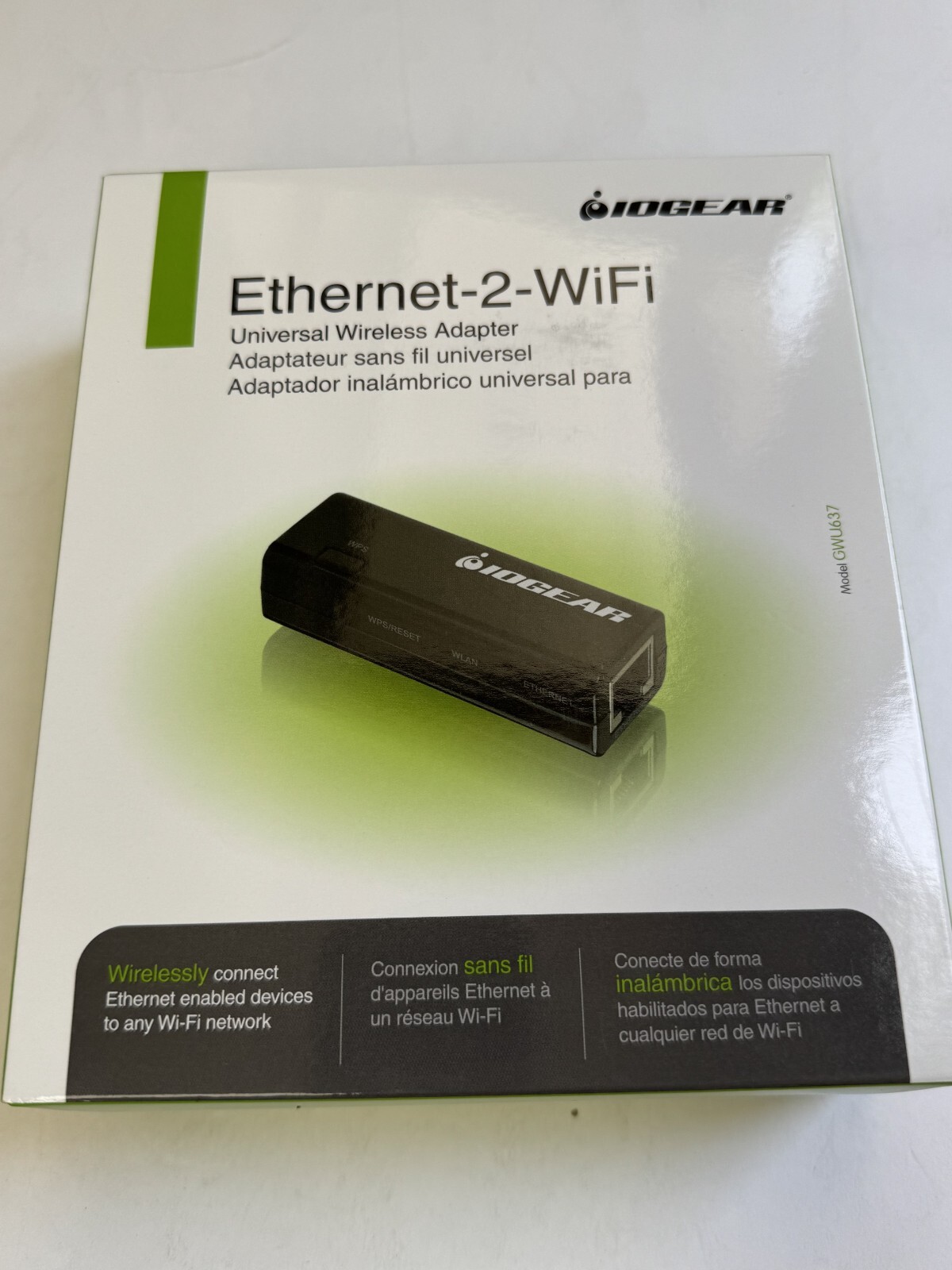 IOGEAR Ethernet-2-WiFi Universal Wireless Adapter, GWU637 Black New Sealed