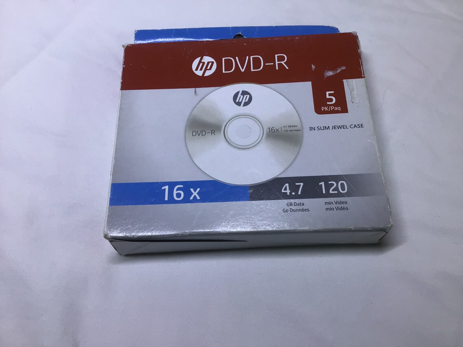 New HP DVD-R 5 Pack &Jewel Case 4.7GB 120 Min Recordable Blank Movie Video DVD