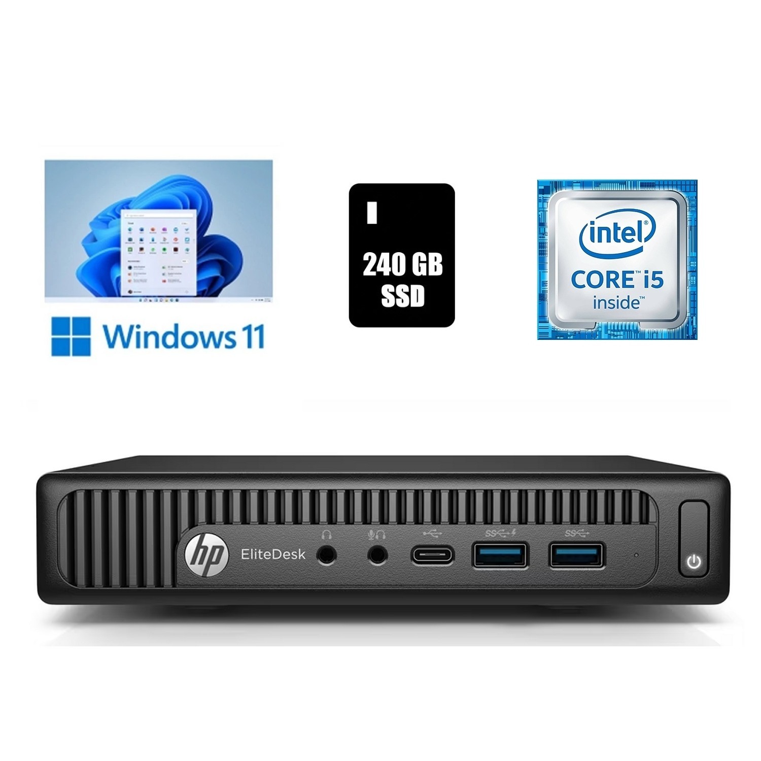 HP EliteDesk 800 G2 Micro Computer Core i5 16GB Ram 240GB SSD Windows 11 P(25H2)