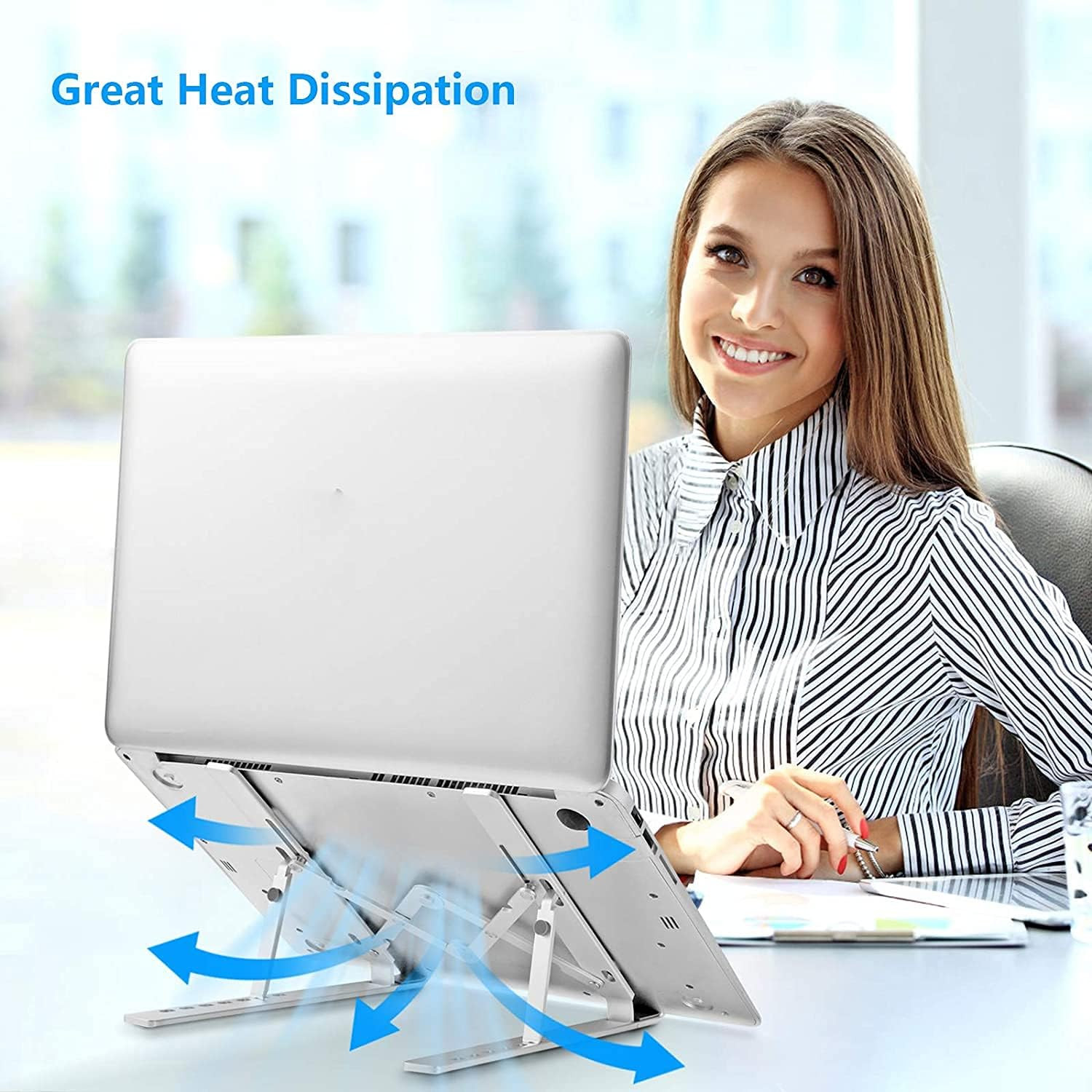 Laptop Stand for Desk, Ergonomic Design Adjustable Aluminum Foldable Portable Co