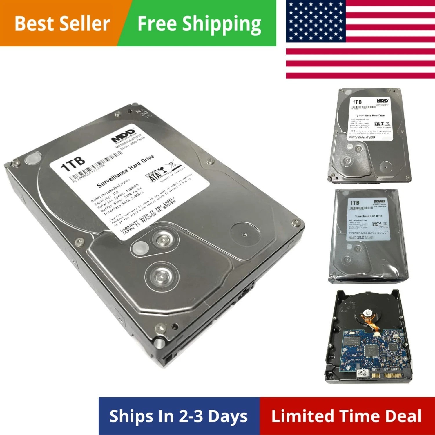 1TB 32MB Cache 7200PM SATA 3.0Gb/s 3.5inch Internal Surveillance CCTV DVR Har…