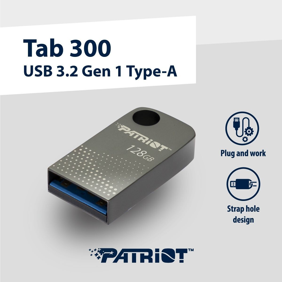 Patriot TAB300 32GB 64GB 128GB USB 3.2 Capless 120MB/s Mini Nano Flash Pen Drive