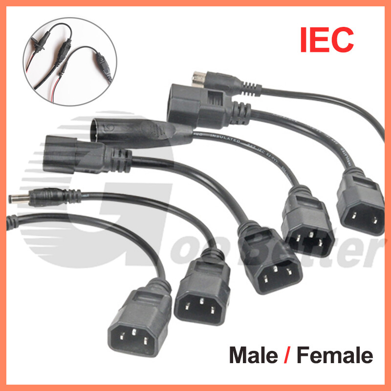 Power Supply Extension Cable IEC Male to DC 5.5mm x 2.1/2.5mm Female Plug Socket
