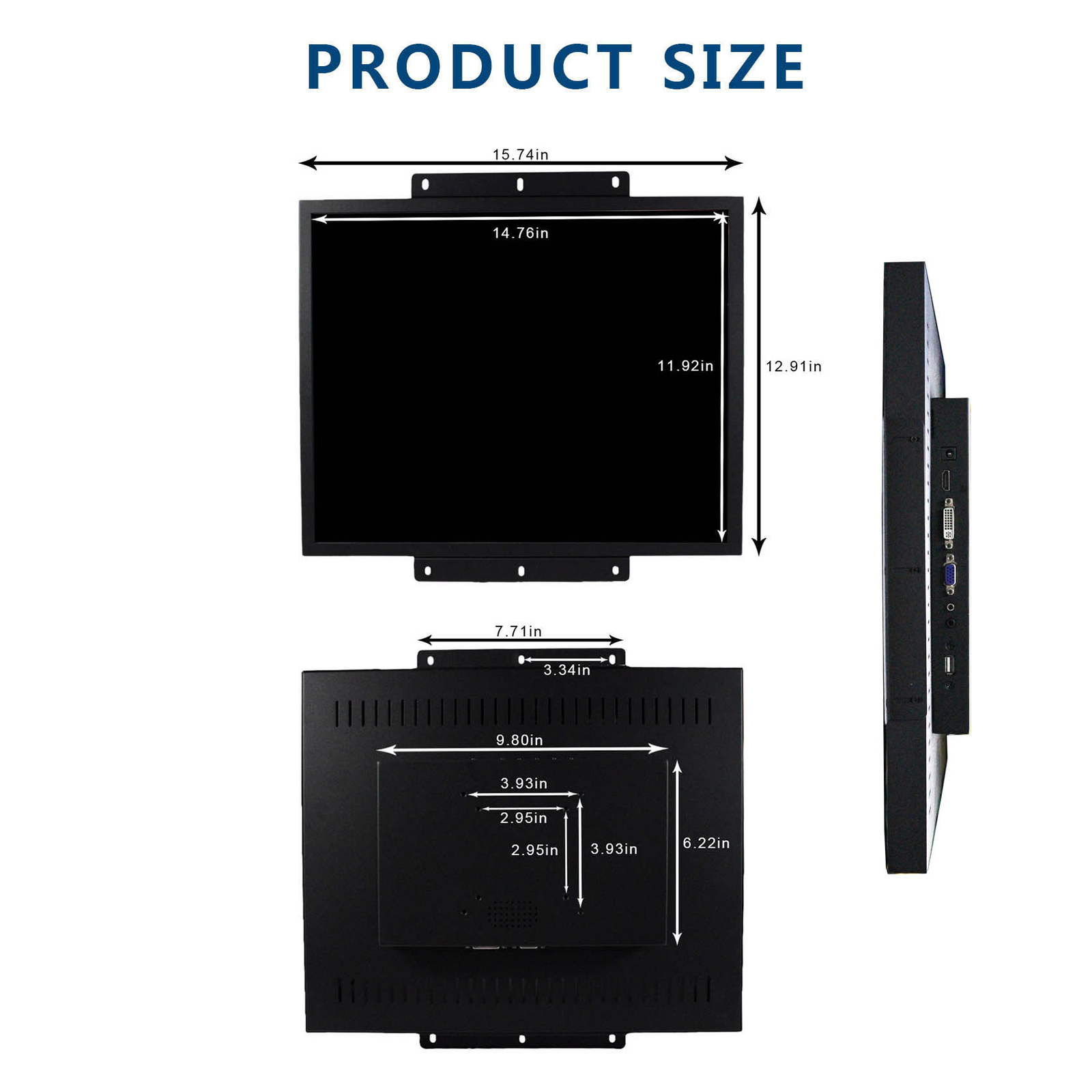 19″ 1280×1024 Industrial Resistive Touch LCD Monitor HDMI VGA DVI Input Port