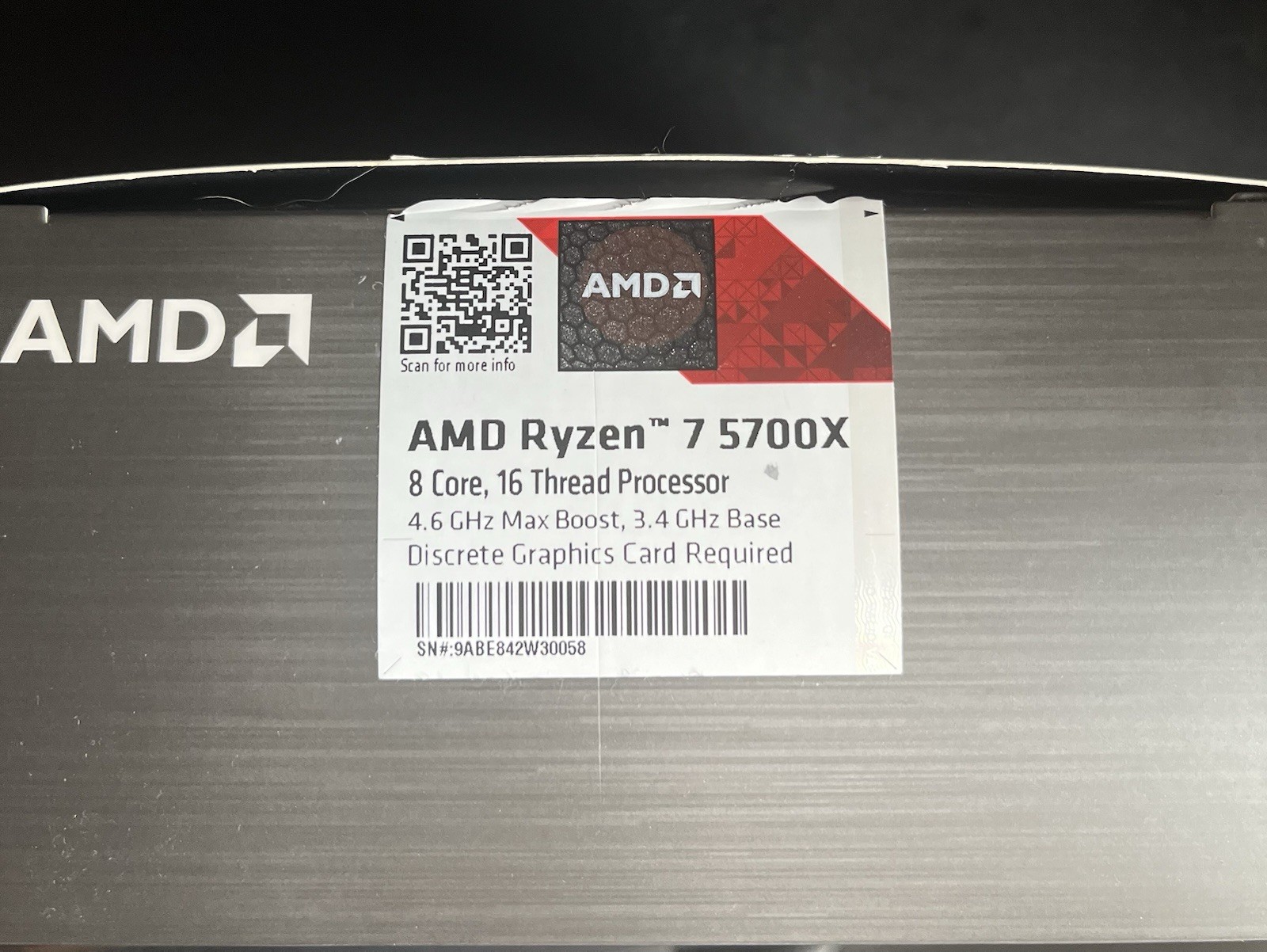 AMD Ryzen 7 5700X 8-Core 16-Thread Socket AM4 CPU Processor 3.4ghz