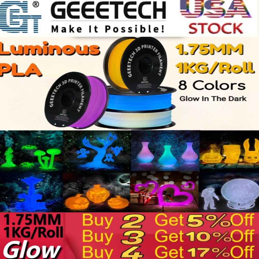 Geeetech FDM 3D Printer Filament PLA 1KG 1.75mm Glow in Dark Luminous Consumable