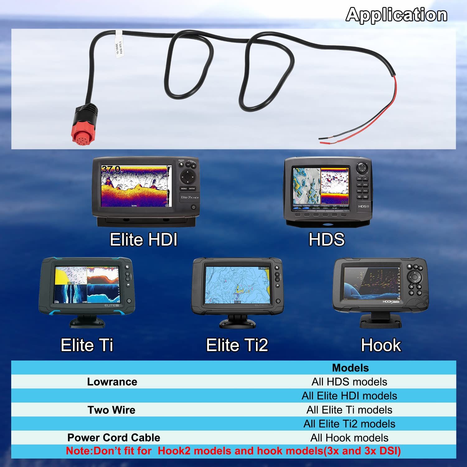 000-14041-001 Power Cable 3 Foot 2-Wire Power Only for Lowrance HDS,Elite FS