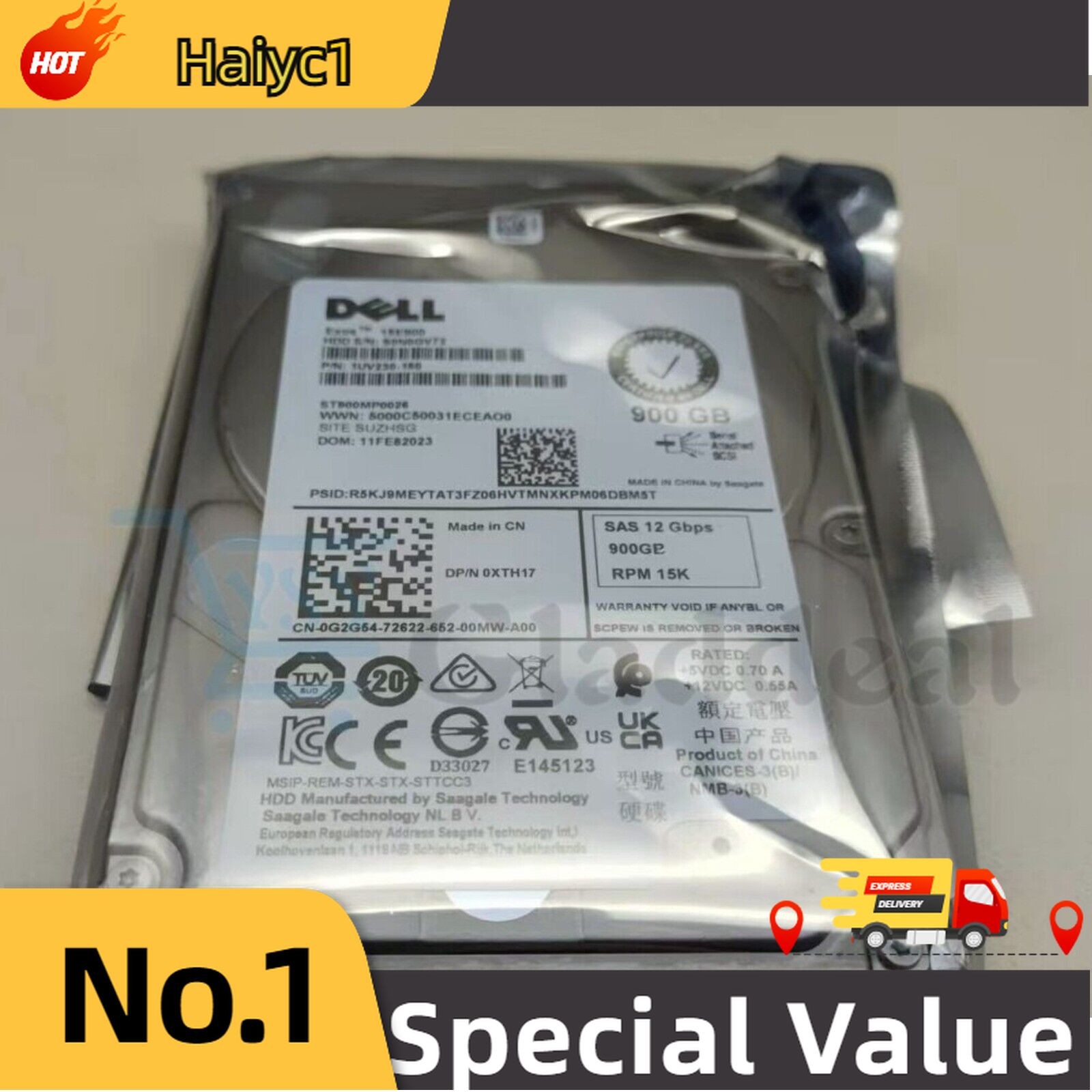New Dell 900GB SAS 15k 2.5″ 12G HDD XTH17 Seagate ST900MP0026