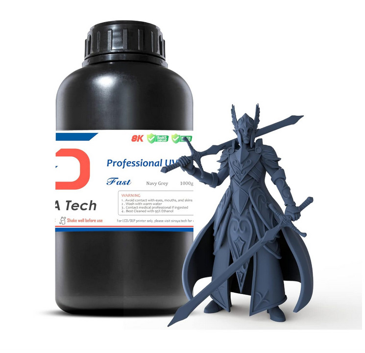 2 bottles Siraya Tech Fast ABS-Like 3D Printer Resin 405nm UV-Curing Navy Grey